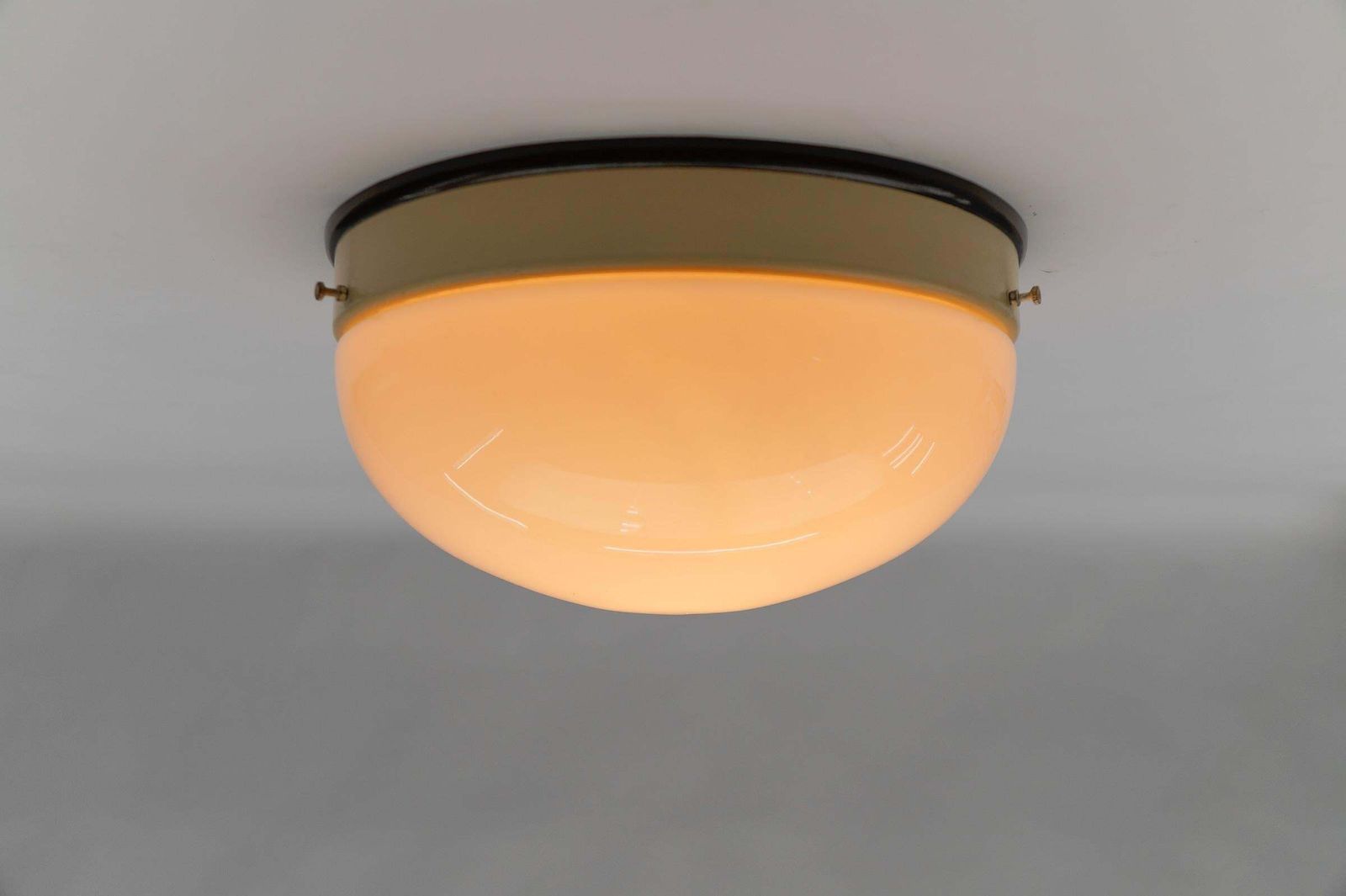 1. Of 12 Rare Minimalistic Bauhaus Plafoniere / Flush Mount Light, Germany 1930s photo vinterior