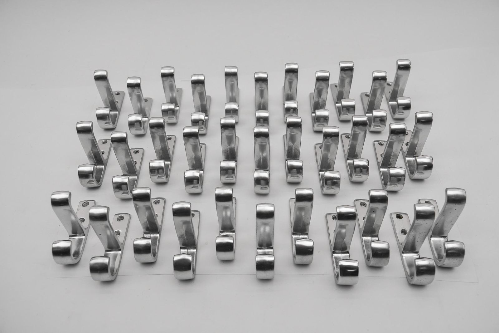 Set Of 35 Midcentury Aluminium Wall Hooks, Austria, 1950s photo 2973.0