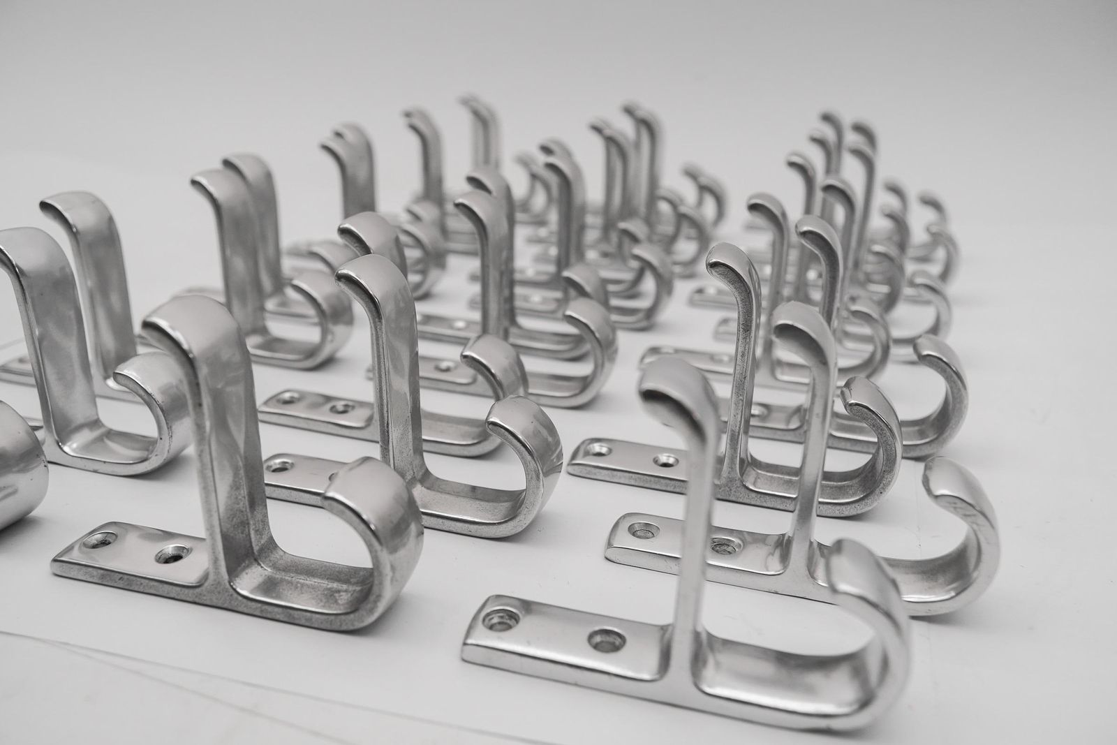 Furniture Set Of 35 Midcentury Aluminium Wall Hooks, Austria, 1950s photo