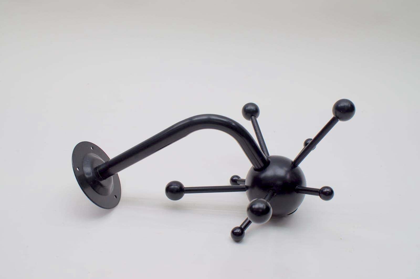 Black Sputnik Wall Hook Lacquered Wood And Metal In The Style Of Osvaldo Borsani photo Furniture