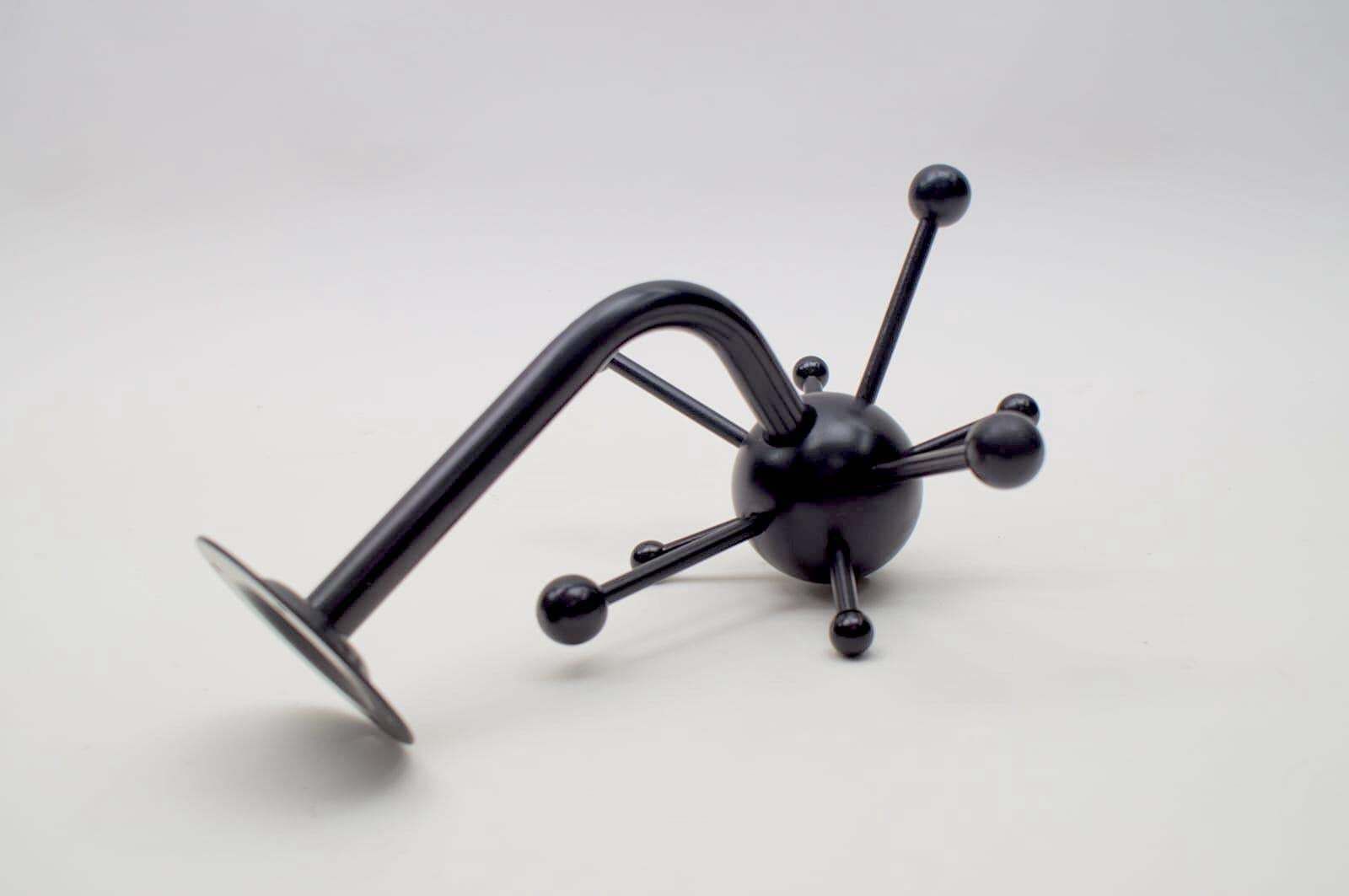 Black Sputnik Wall Hook Lacquered Wood And Metal In The Style Of Osvaldo Borsani photo 425.0