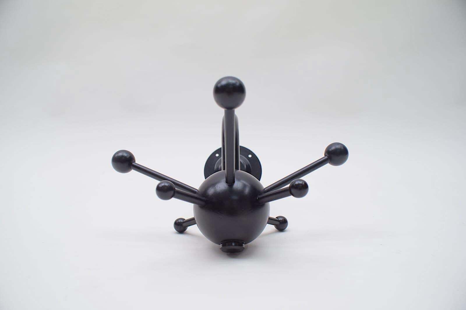 Black Sputnik Wall Hook Lacquered Wood And Metal In The Style Of Osvaldo Borsani photo vinterior