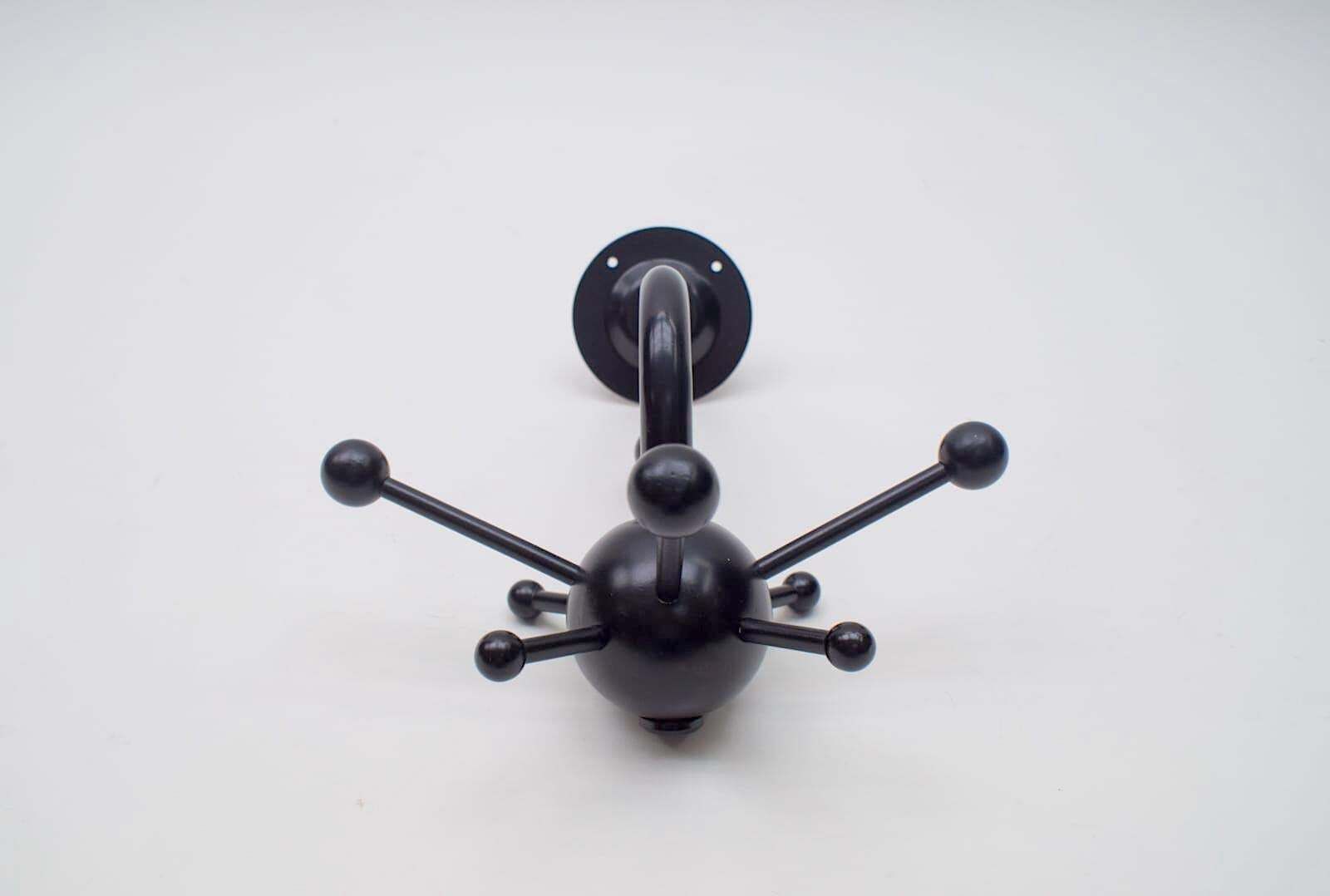 Black Sputnik Wall Hook Lacquered Wood And Metal In The Style Of Osvaldo Borsani photo buy