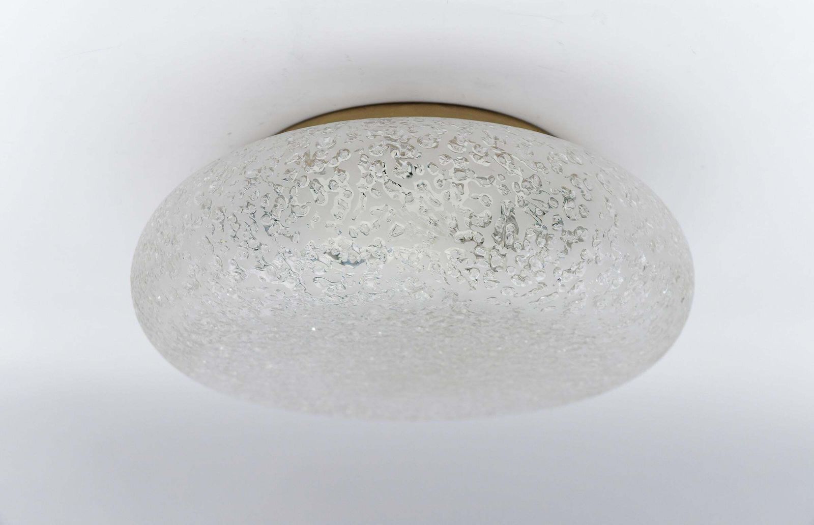 1 Of 3 Frosted Ice Glass Flush Mount From Doria Leuchten, Germany, 1960s photo for sale