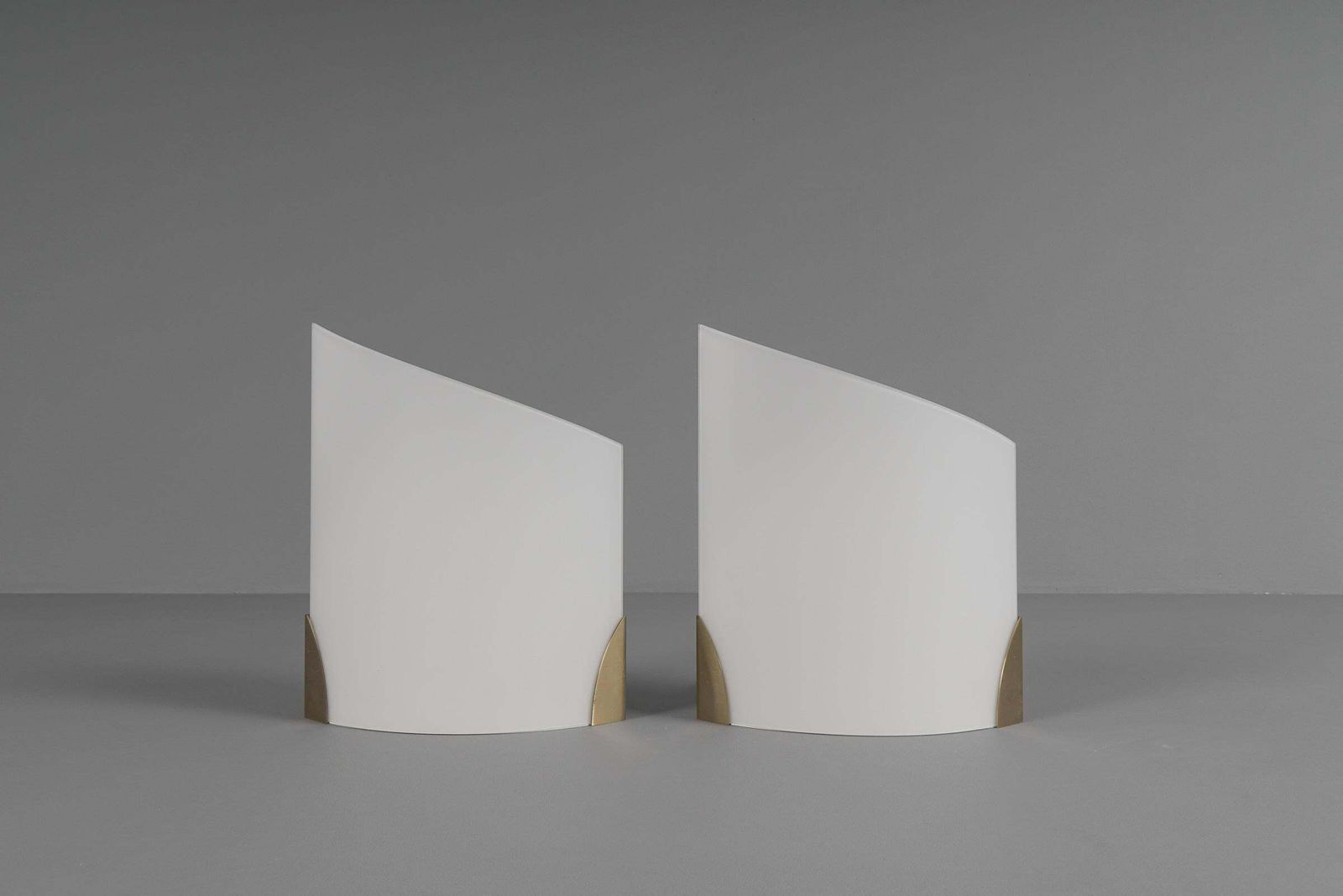 Pair Exceptional Wall Lights In Brass And Opal Glass By J.T. Kalmar, 1970s photo for sale