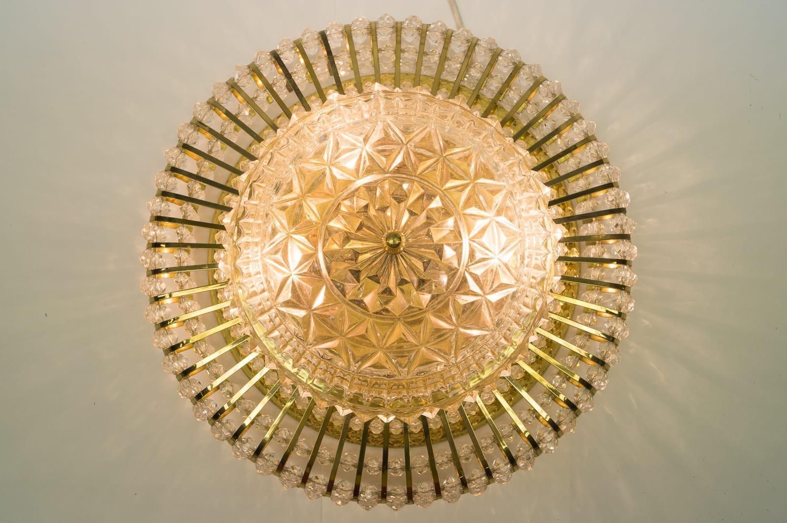 Mid Century Modern Ceiling Lamp With Glass Stones And Brass Frame photo 807.0