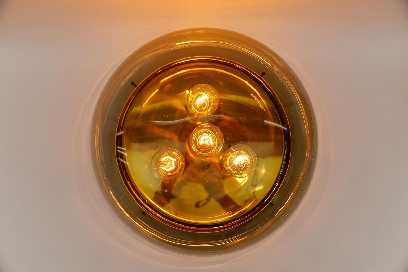 photo for sale Huge Brass And Smoked Glass Flush Mount By Limburg, Germany 1960s