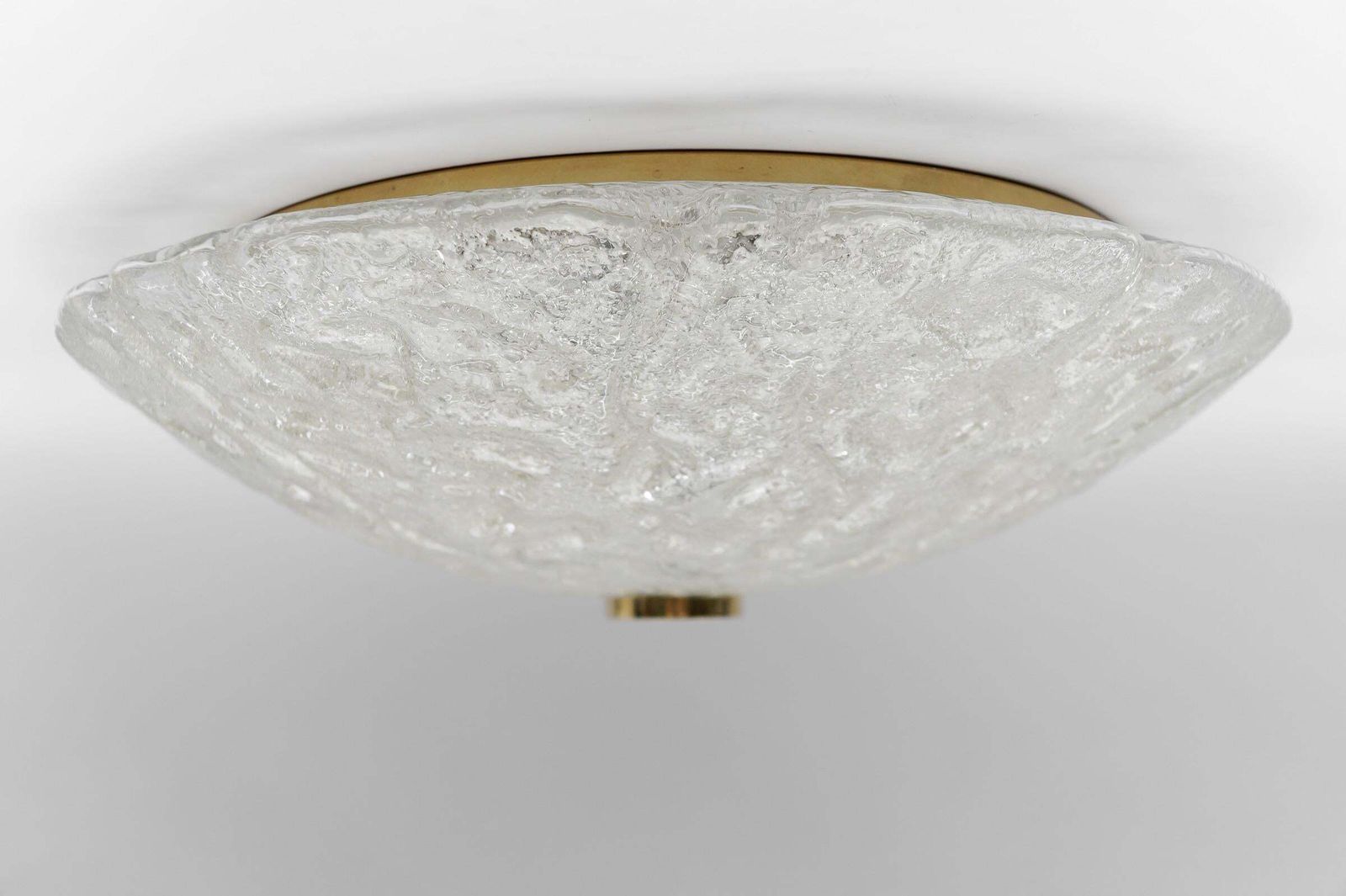 1 Of 2 Huge Elegant Flush Mount Lamp In Ice Glass By Limburg, Gerrmany 1960s photo furniture