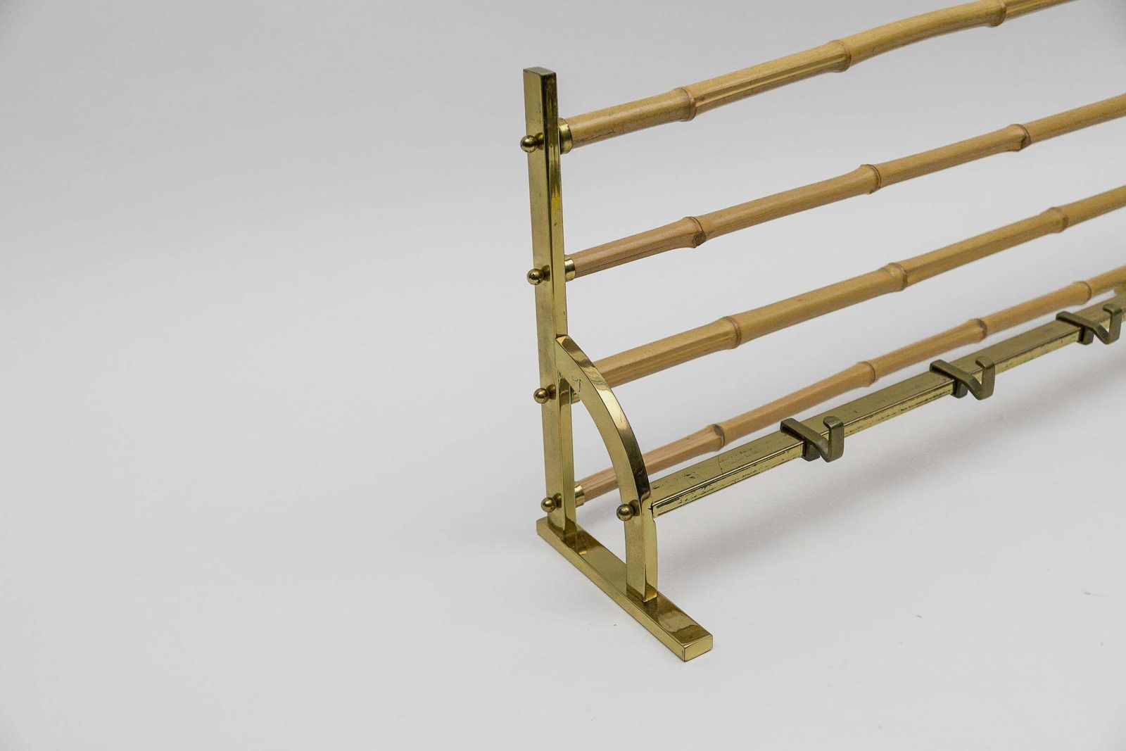 Large Brass And Bamboo Wall Coat Rack, 1960 Italy photo Furniture