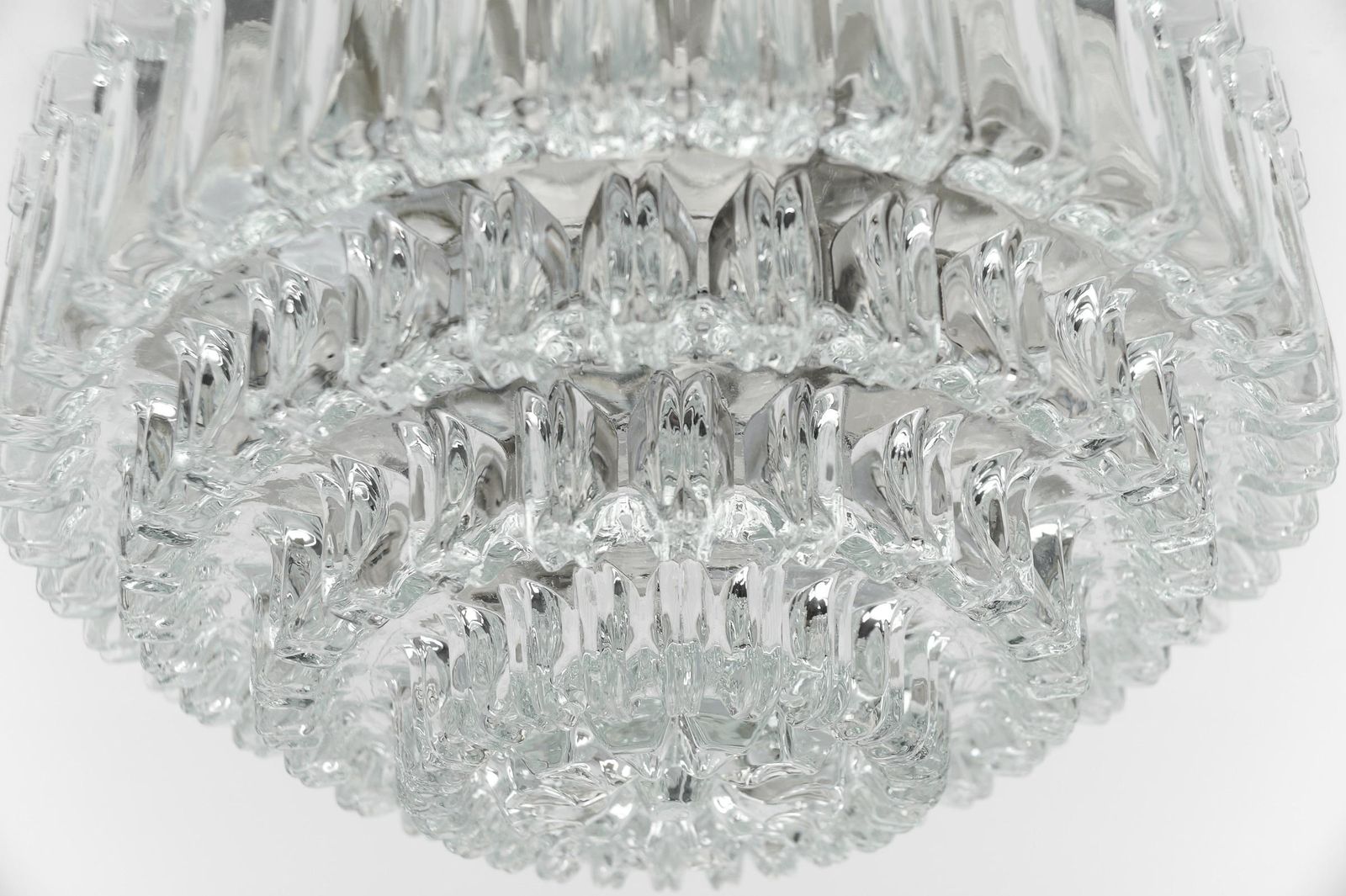 Elegant Four Tier Crystal Glass Flush Mount Light By Limburg, 1960s Germany photo vintage