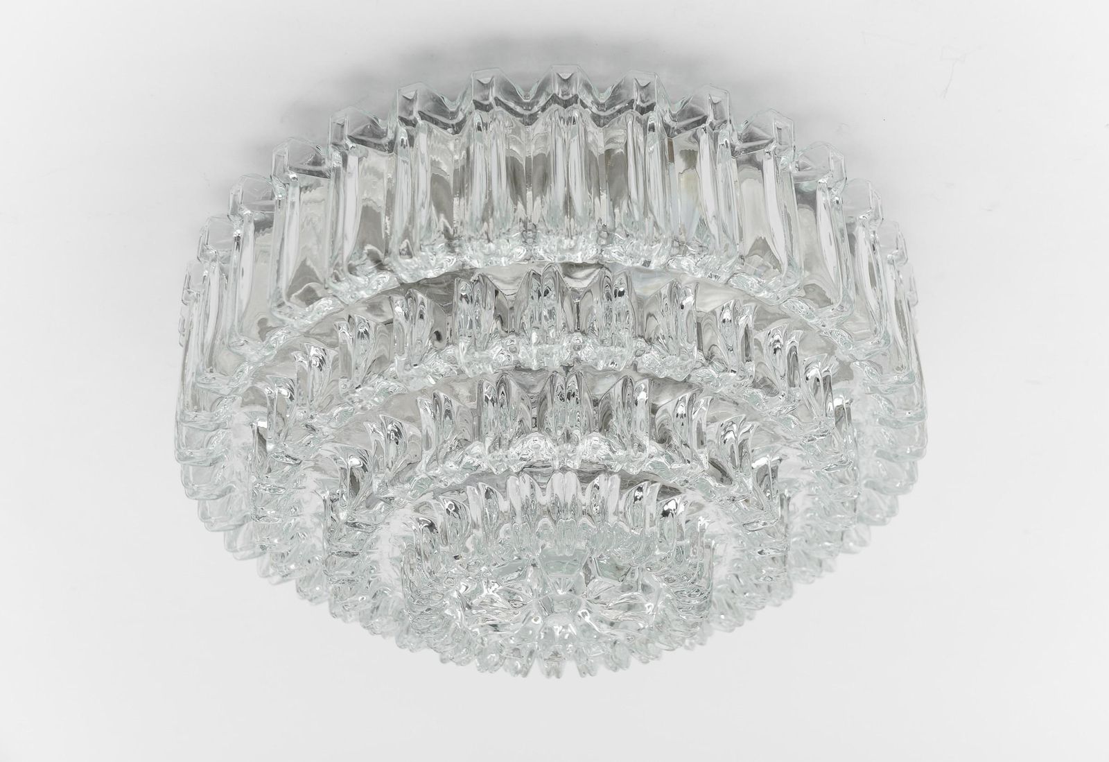 Lighting Elegant Four Tier Crystal Glass Flush Mount Light By Limburg, 1960s Germany photo