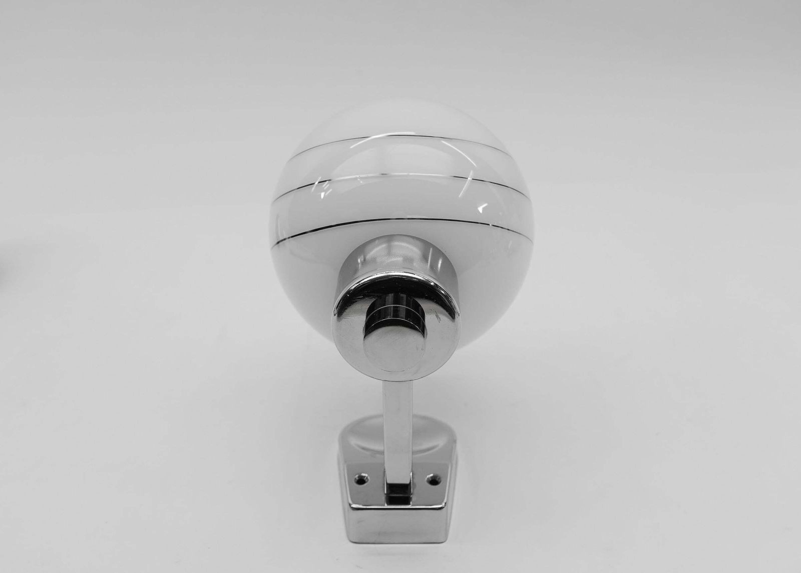 Lighting Set Of 3 Space Age Chrome Wall Lamps With Milk Glass Ball Shades, 1970s photo