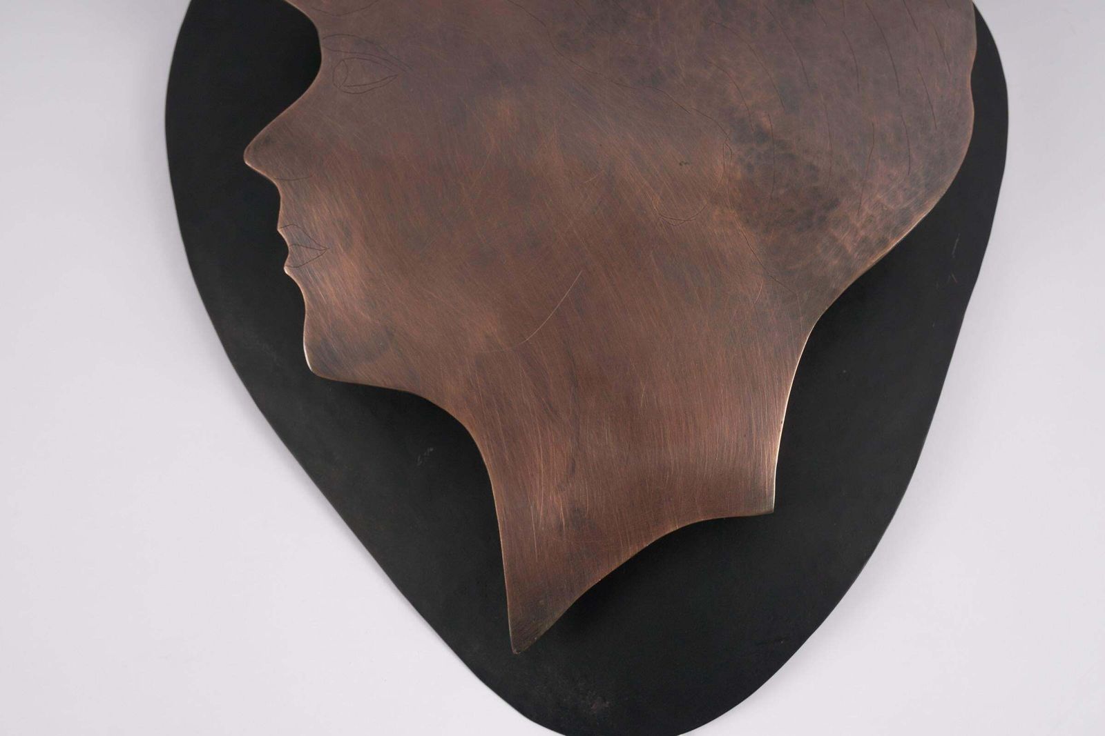 Handmade Woman's Head Wall Lamp In Solid Copper And Metal photo buy