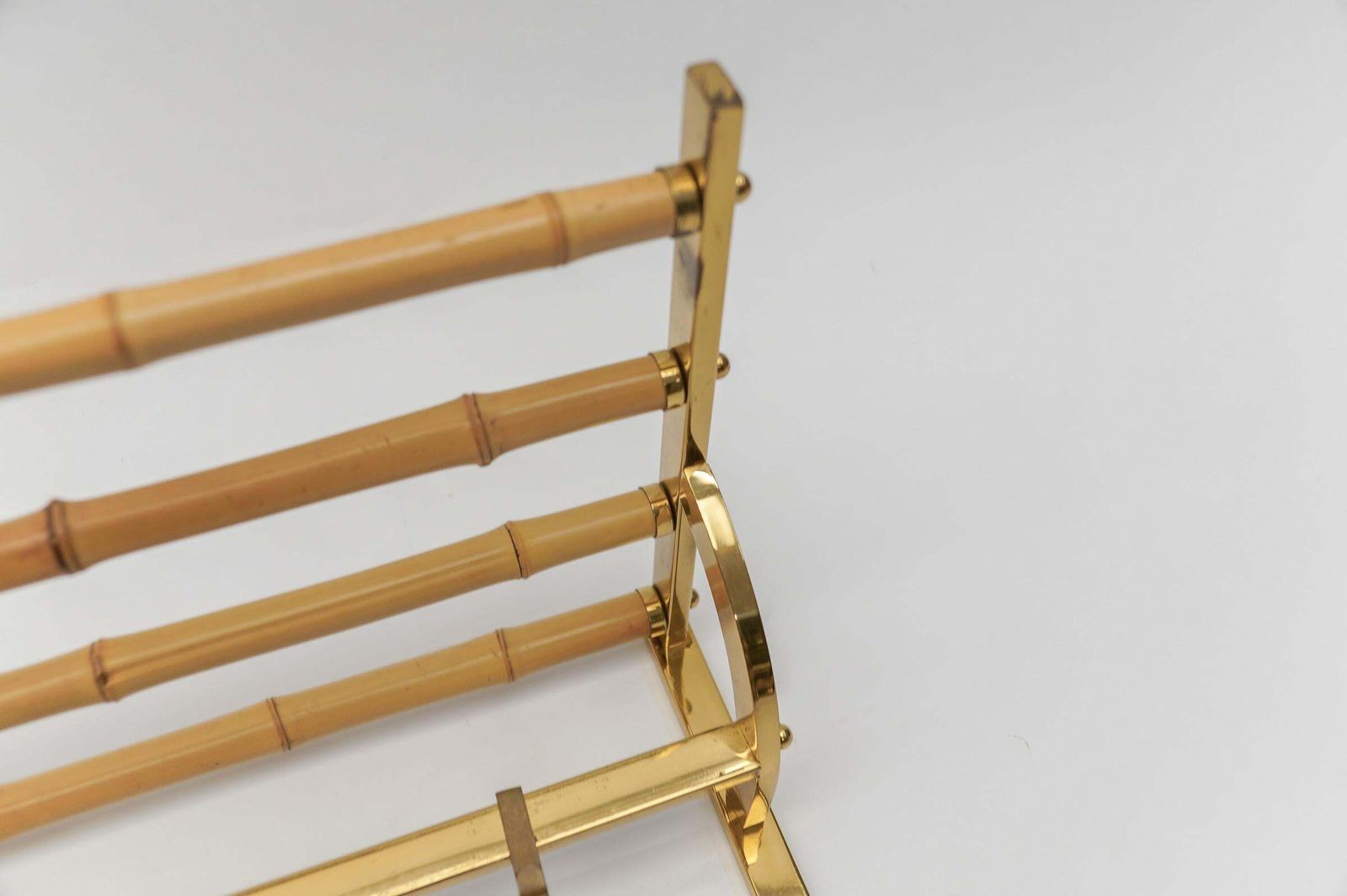 photo vinterior Rare Set Of Brass And Bamboo Coat Rack And Umbrella Stand, 1950 Italy