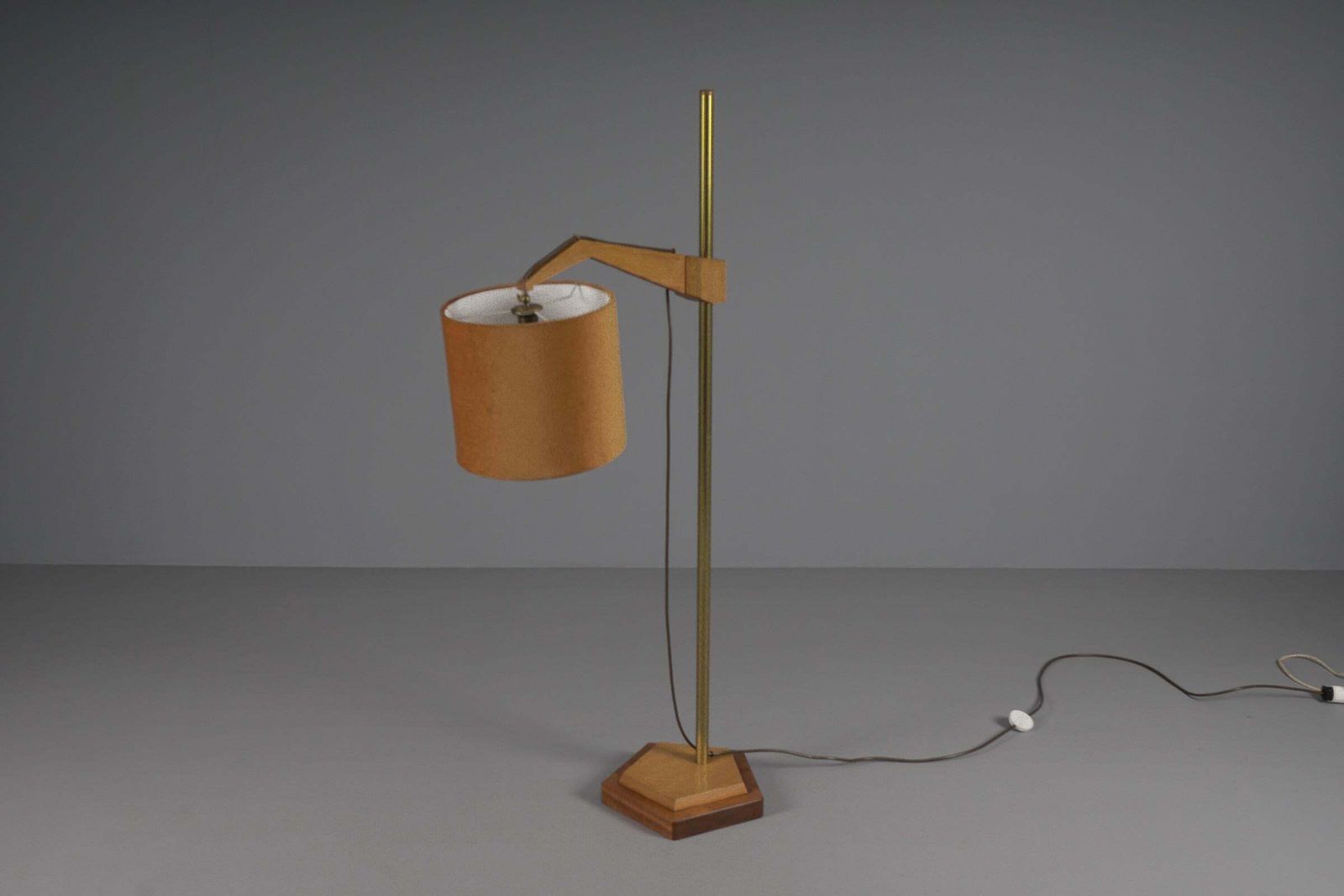 Unique Anthroposophic Floor Lamp In Wood, Brass And Fabric By Rudolf Dörfler photo Lighting