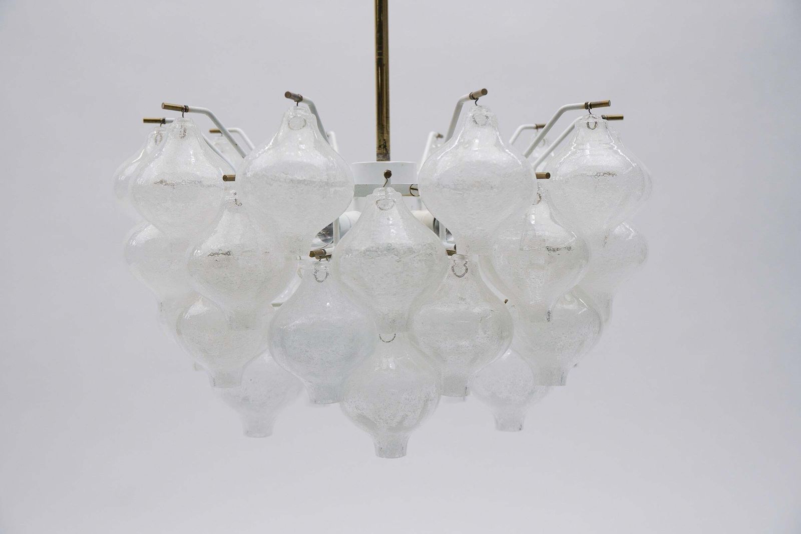 photo furniture Large Ice Glass Chendelier "Tulipan" By J.T. Kamlar Franken Kg, 1960s Austria