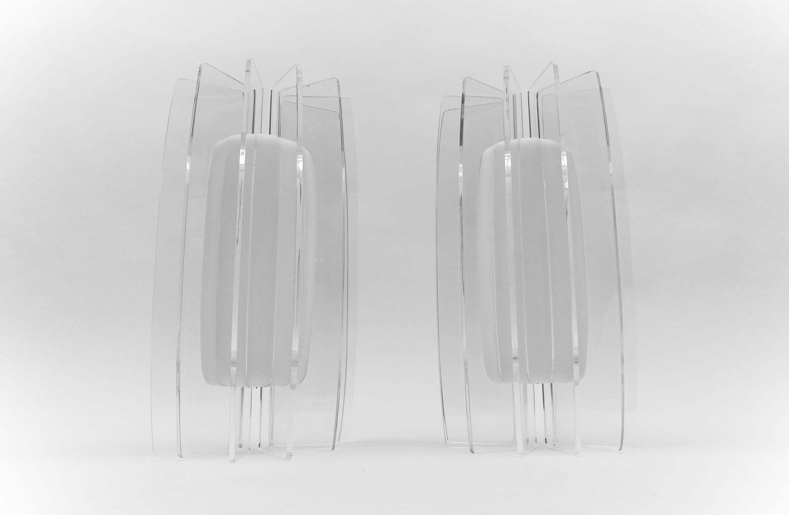 Pair Of Awesome Large Acrylic Fan Wall Lamps, 1960s photo furniture
