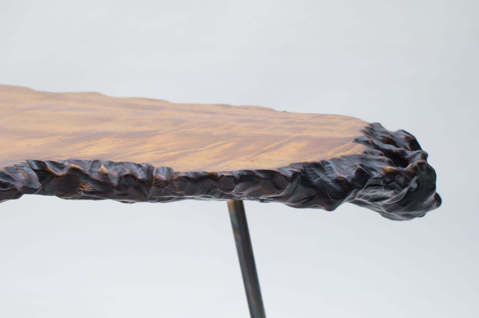 2081.0 Nakashima Style Burl Wood Tripod Side Table photo
