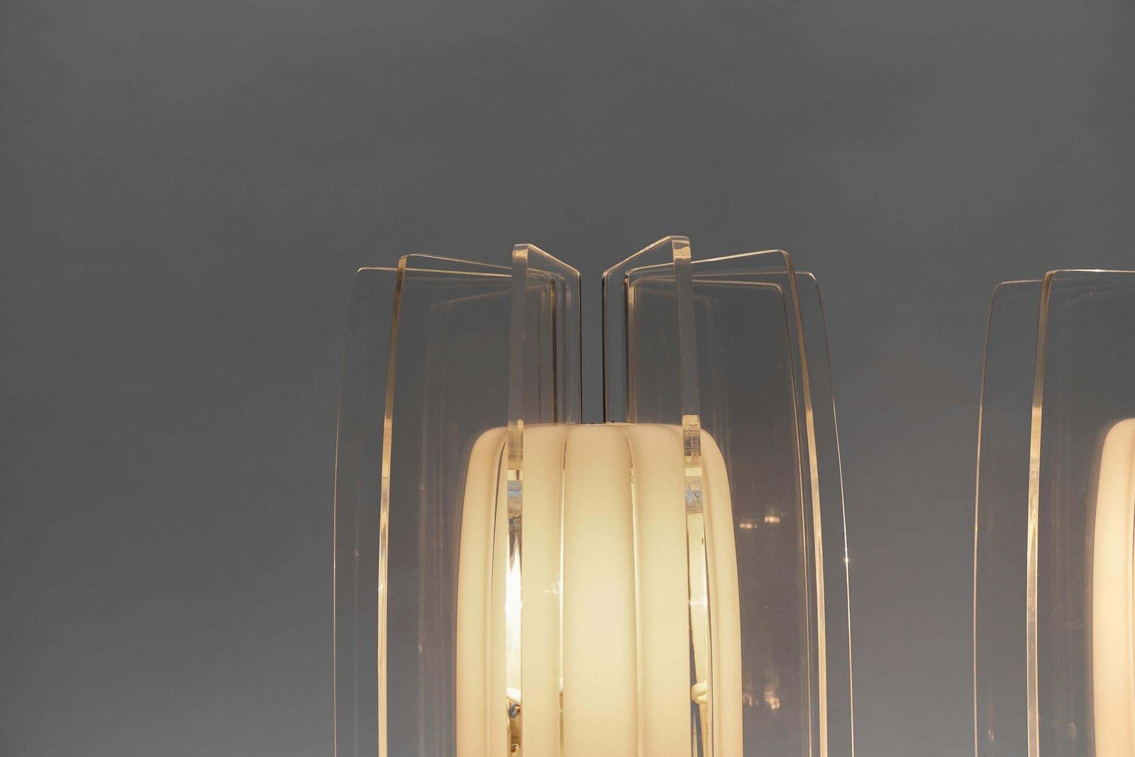 Lighting Pair Of Awesome Large Acrylic Fan Wall Lamps, 1960s photo