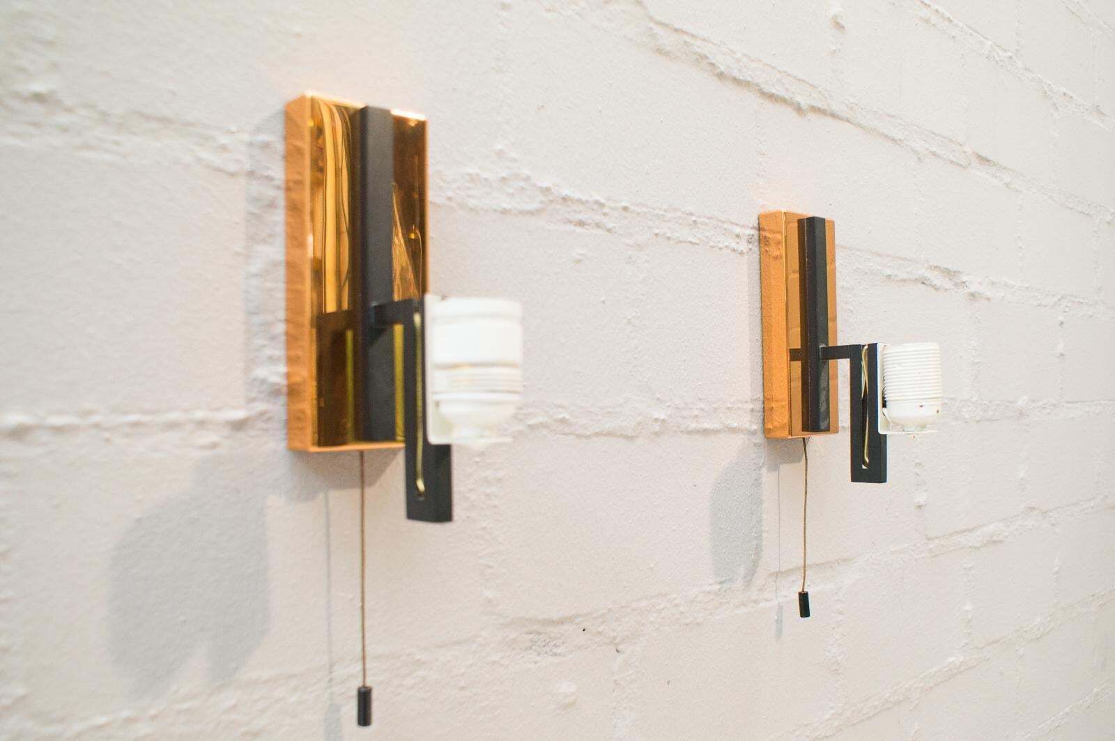 Midcentury Copper And Milk Glass Tubes Wall Lamp, Austria, 1960s photo for sale