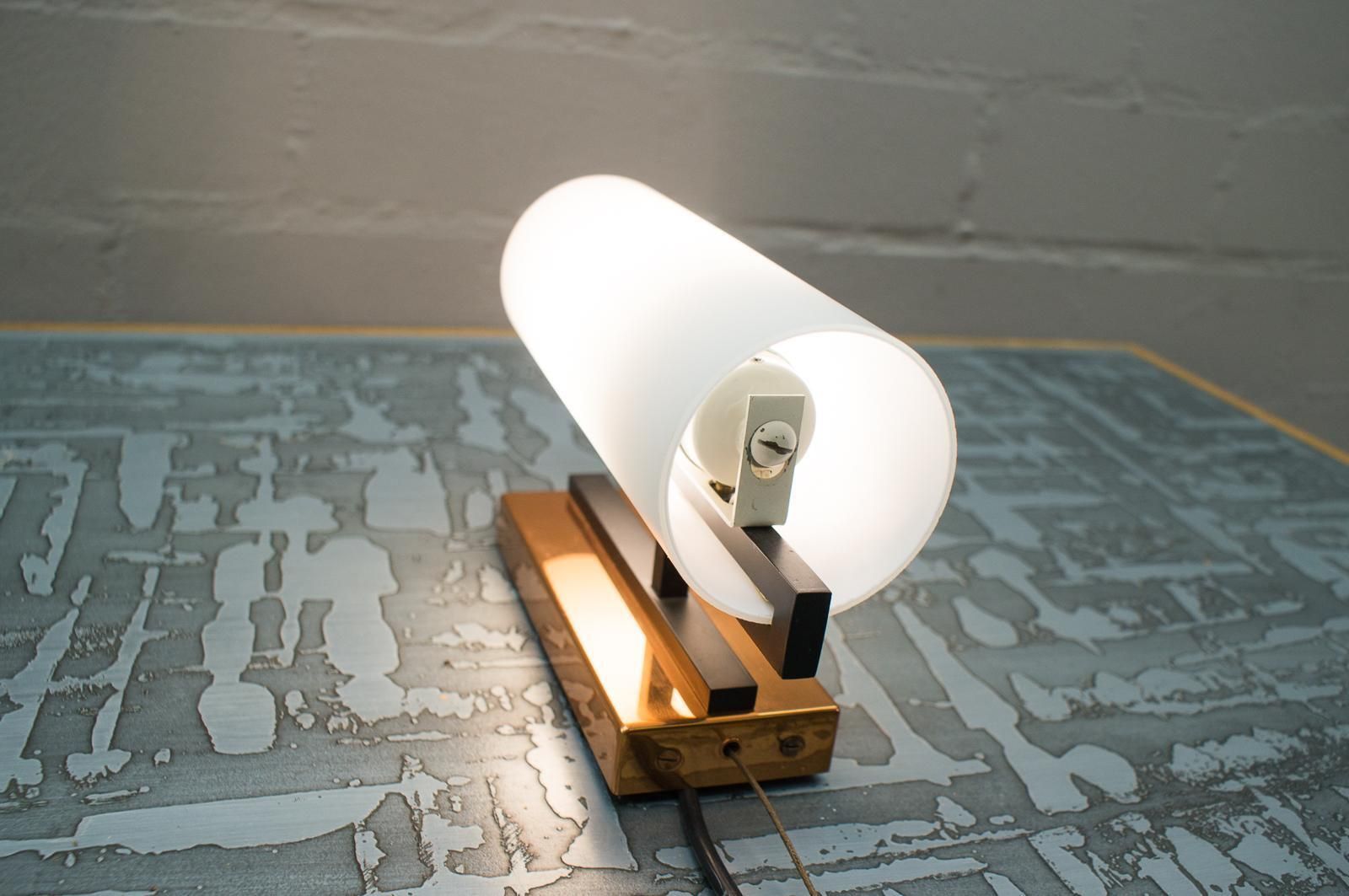 Midcentury Copper And Milk Glass Tubes Wall Lamp, Austria, 1960s photo vintage