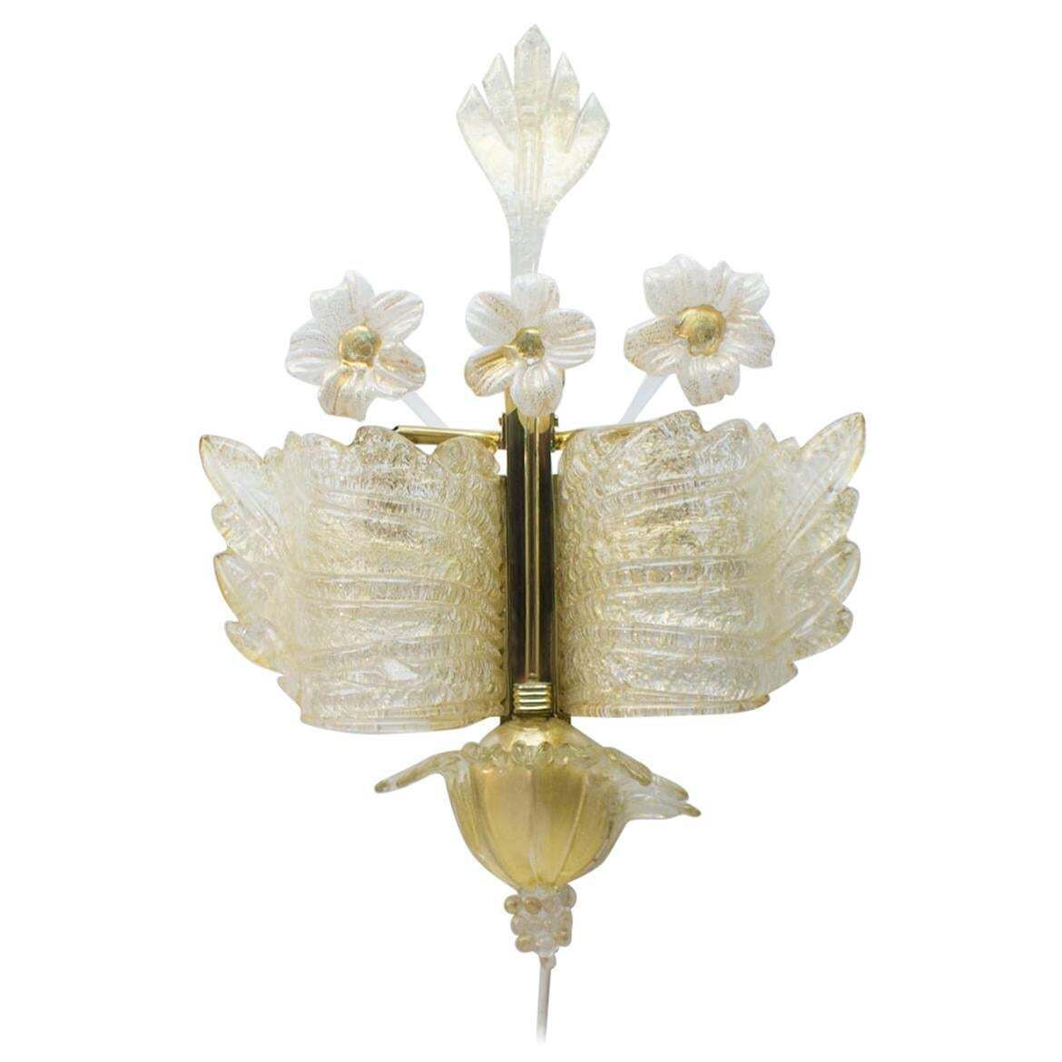 Rare And Wonderful Wall Light By Barovier & Toso, 1950s, Italy