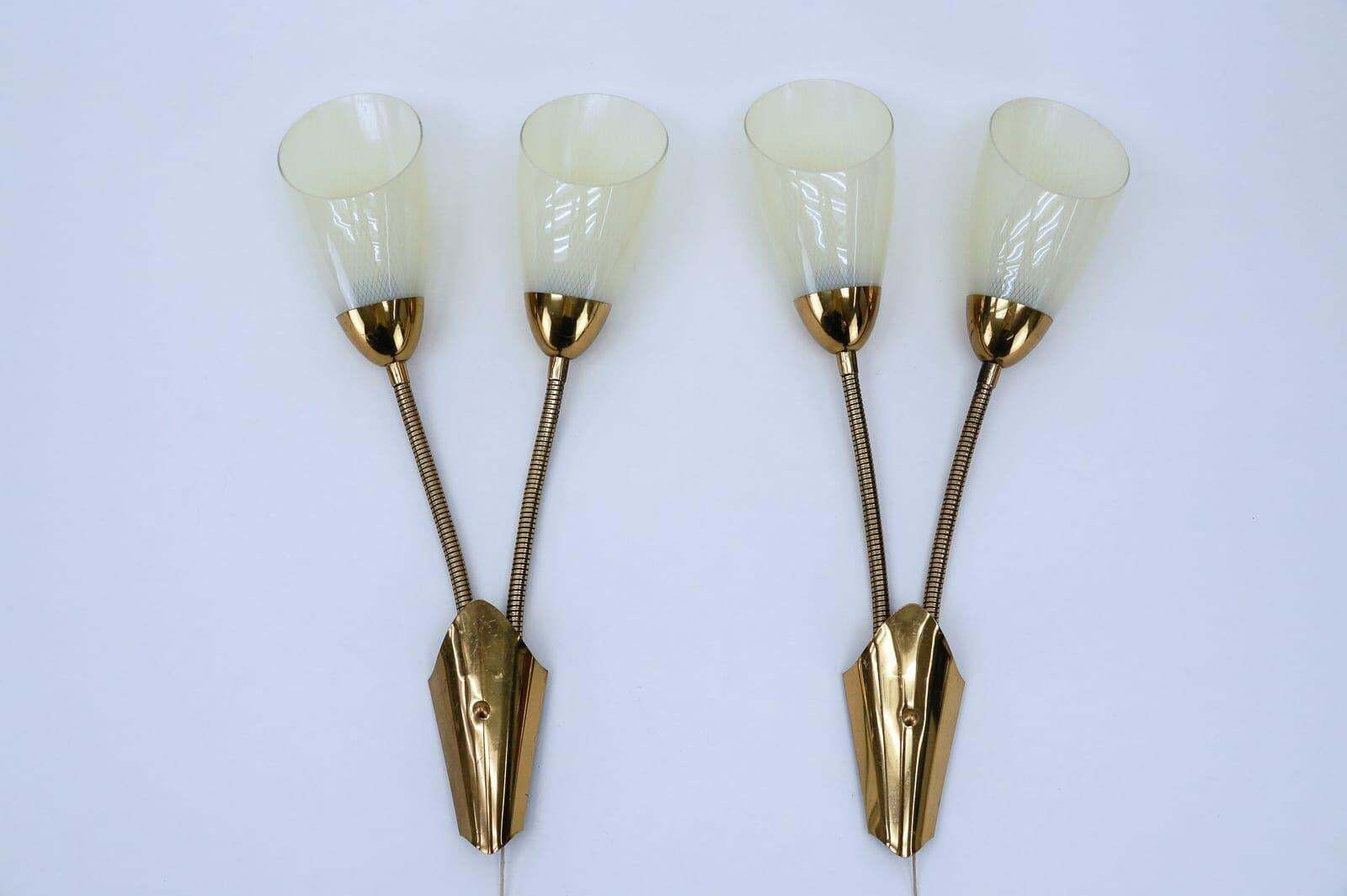 Pair Of Double Arm Wall Lamps With Flexible Arms From The 1950s, Probably Italy photo Lighting