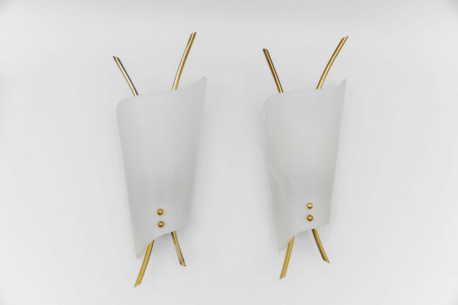 Set Of 2 Mid Century Modern Wall Lamps Made In Acrylic And Brass, 1950s photo furniture