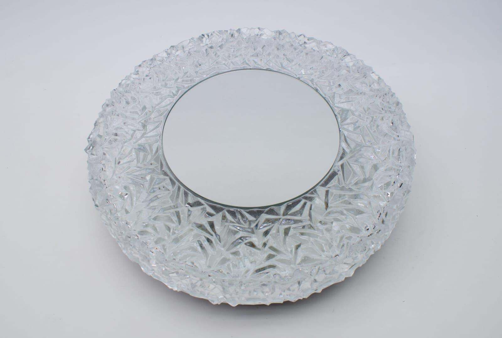 photo vinterior Set Of 2 Textured Glass And Mirror Ceiling Wall Flushmounts, Hillebrand, 1960s