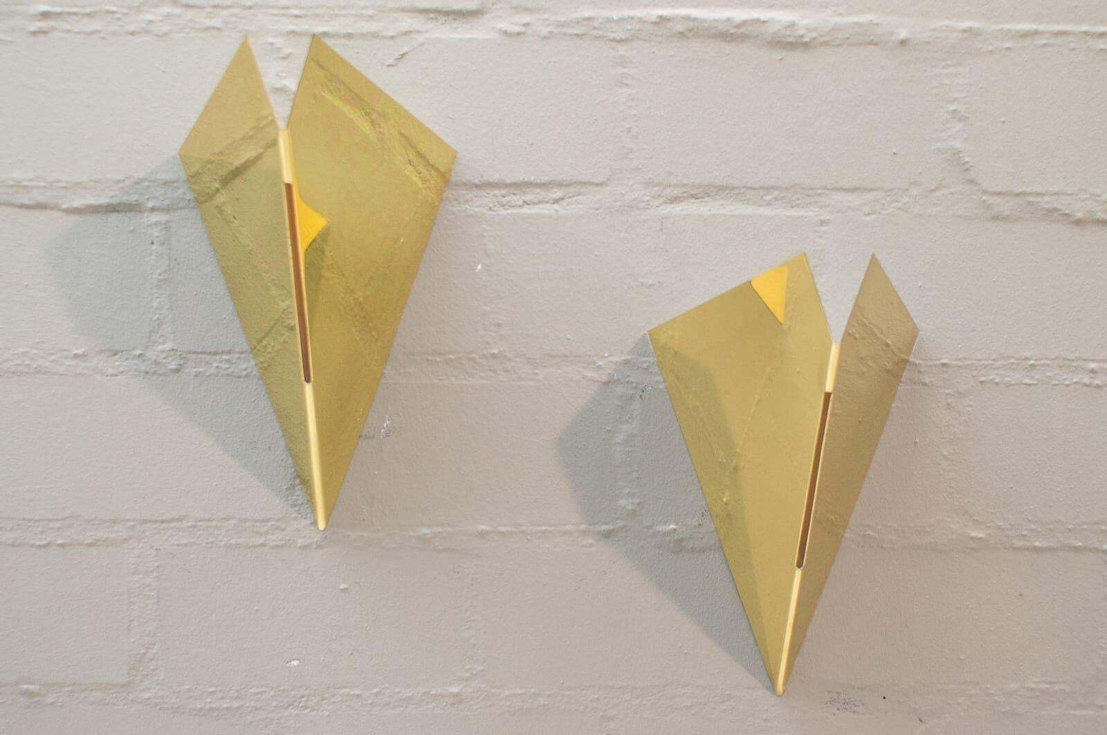 Set Of Two Rare Vintage Gilded Metal Wall Lamps By Egoluce, Italy, 1960s photo Lighting
