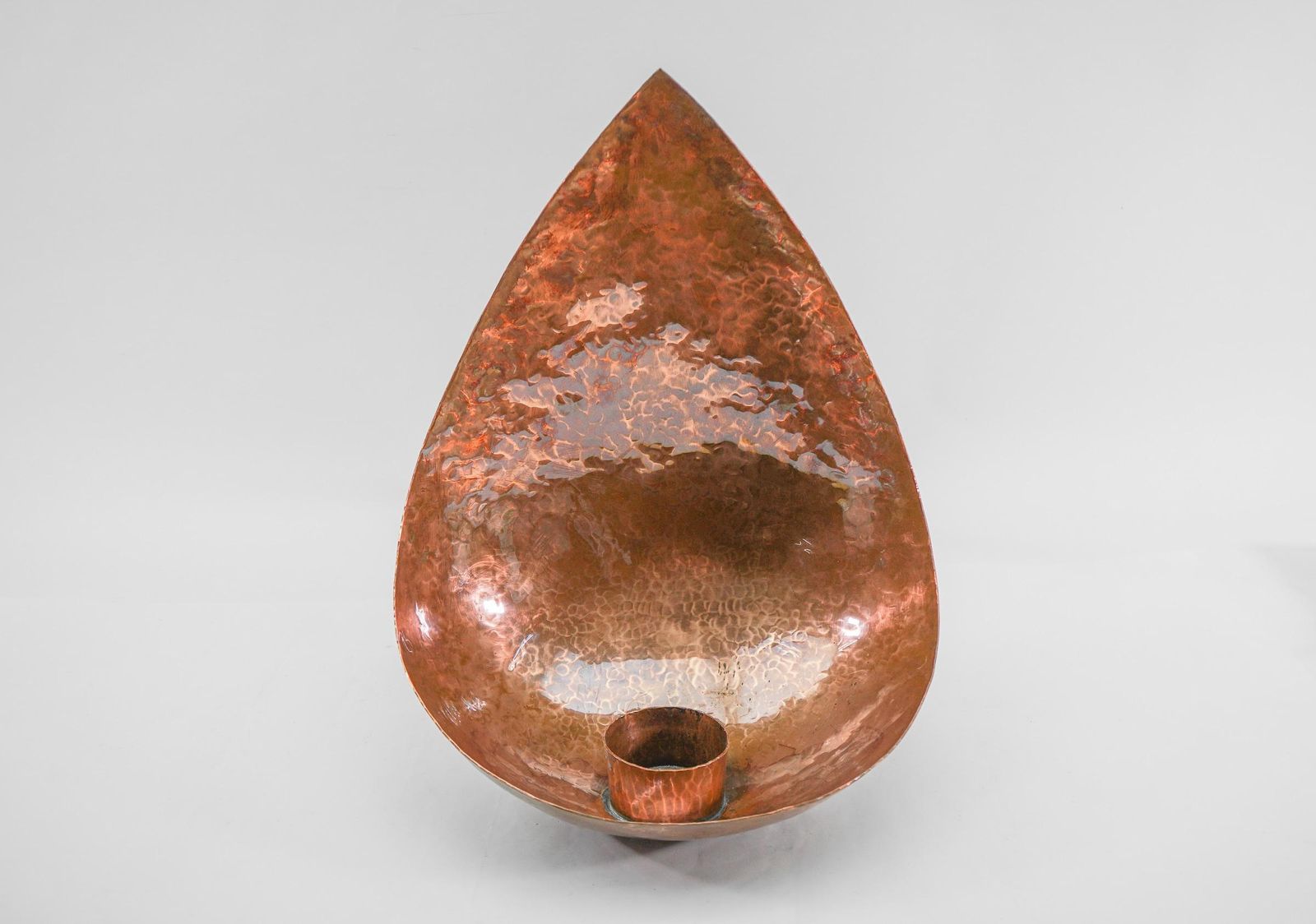Huge Hand Forged 'Hammered' Metal Artist Wall Candle Holder, 1950s photo for sale