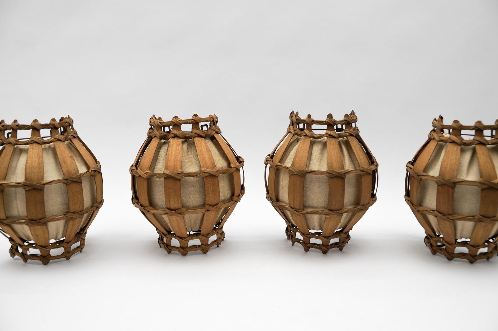 Set Of Four French Provincial Wooden Wall Lamps / Sconces, 1960s photo vinterior
