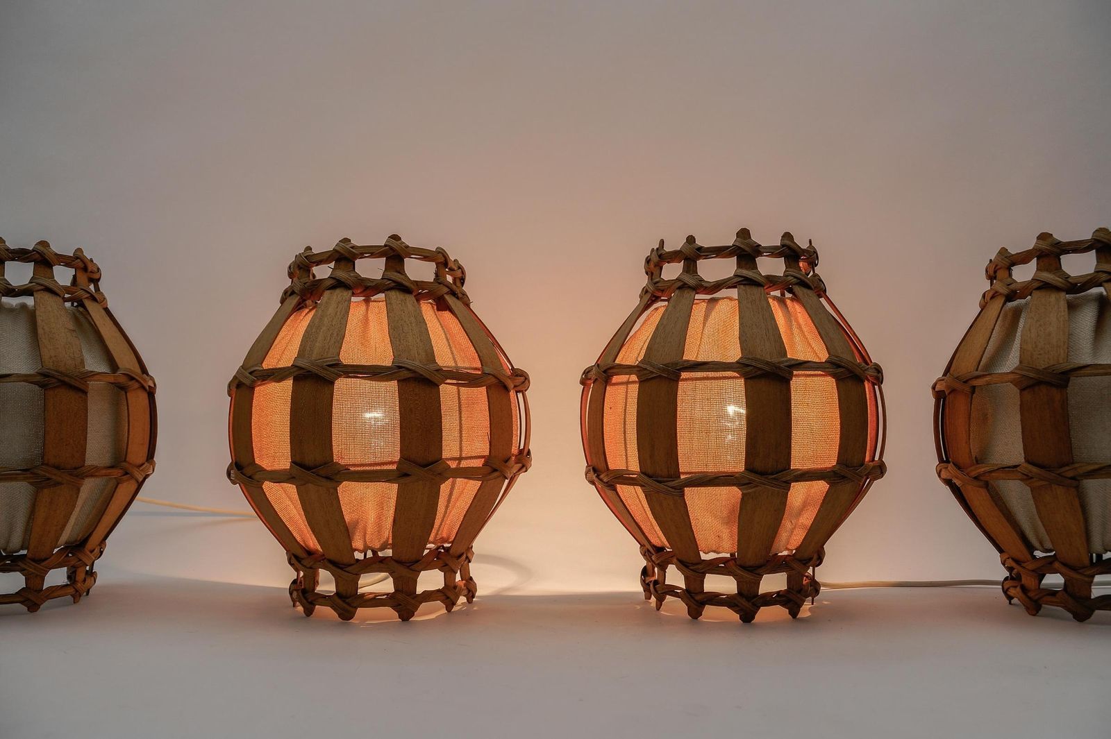 photo for sale Set Of Four French Provincial Wooden Wall Lamps / Sconces, 1960s