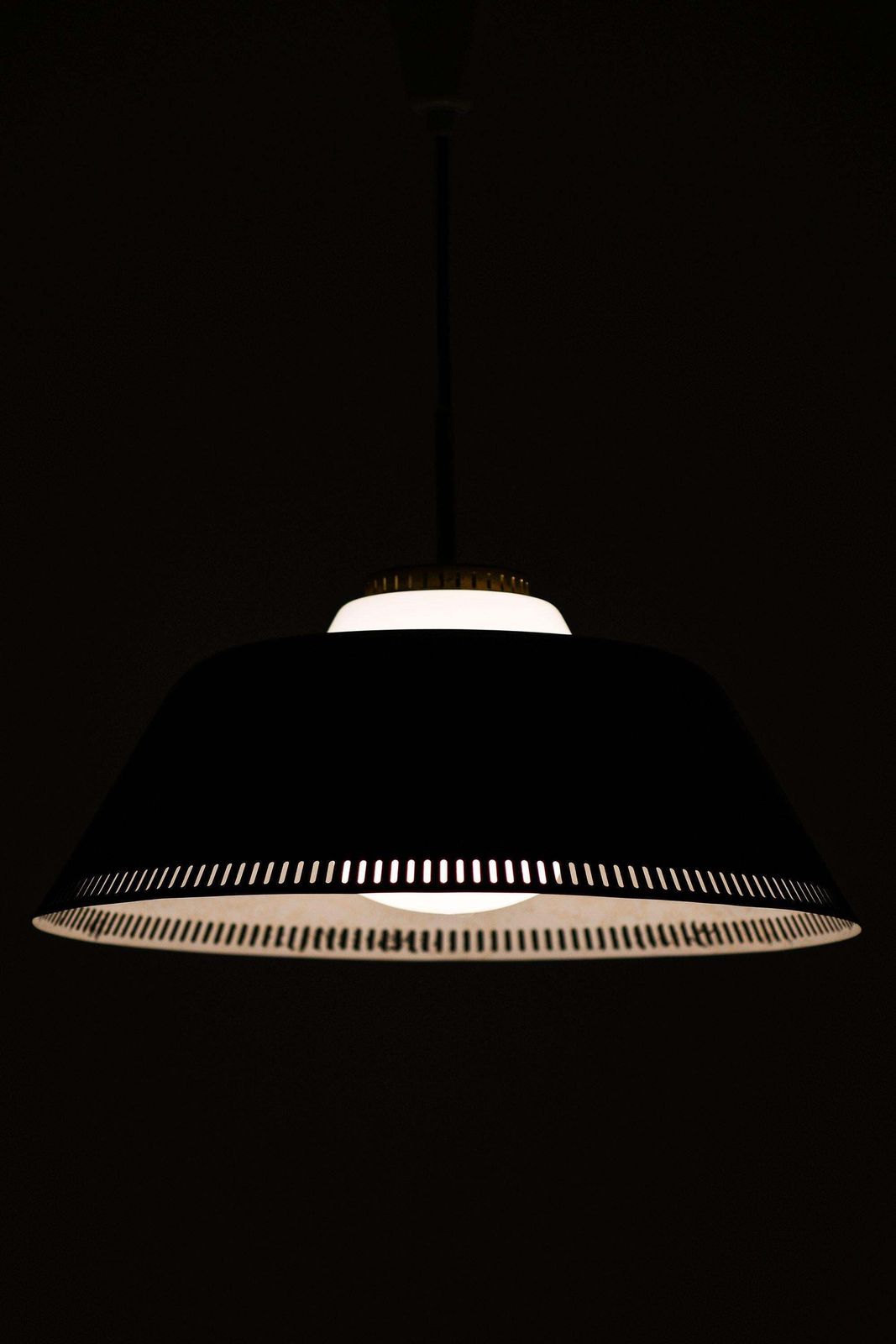 Ceiling Lamp In Brass And Opaline Glass By Bent Karlby, 1950’s photo for sale