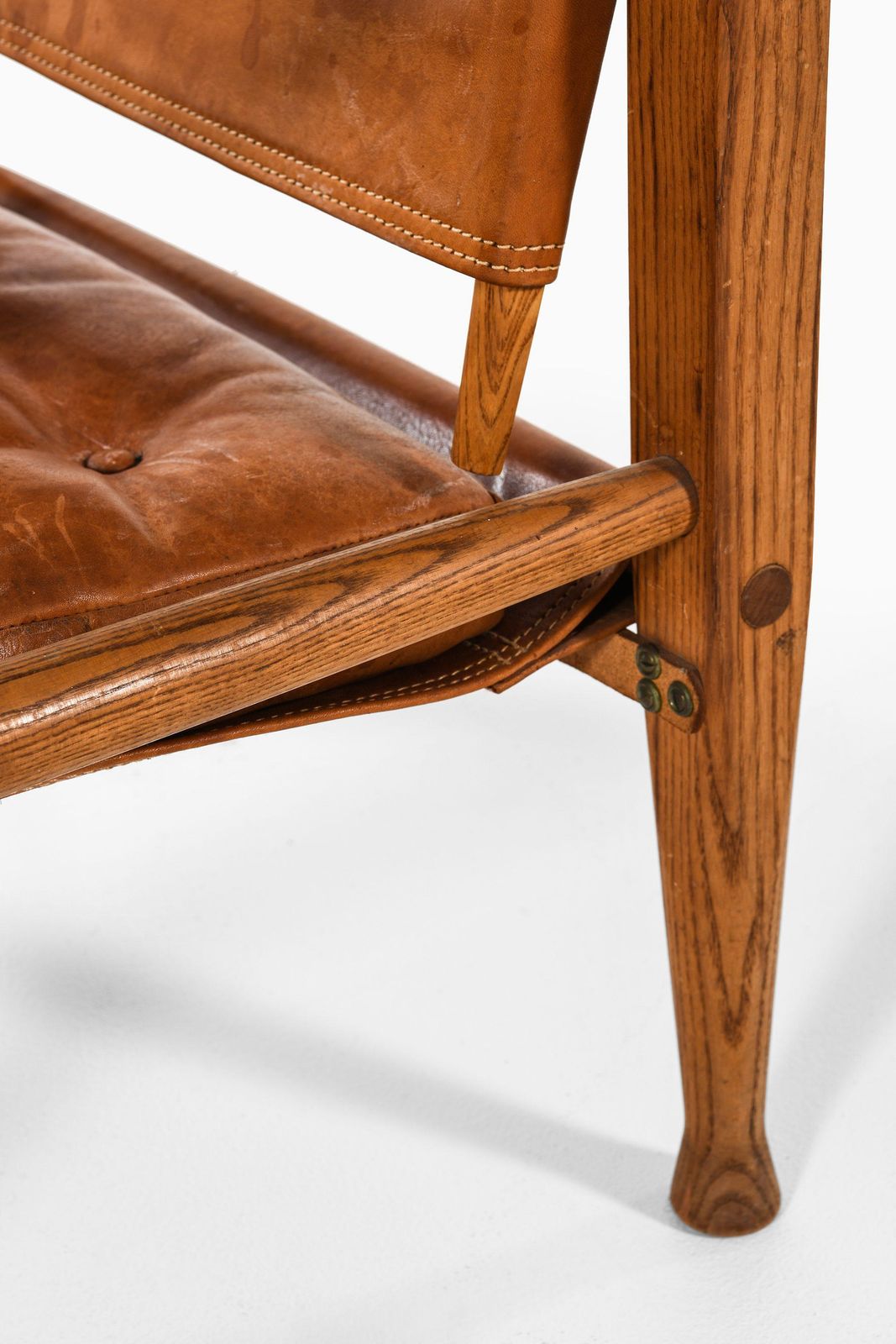 Pair Of Safari Easy Chairs In Ash, Brass And Leather By Kaare Klint, 1950's photo Furniture