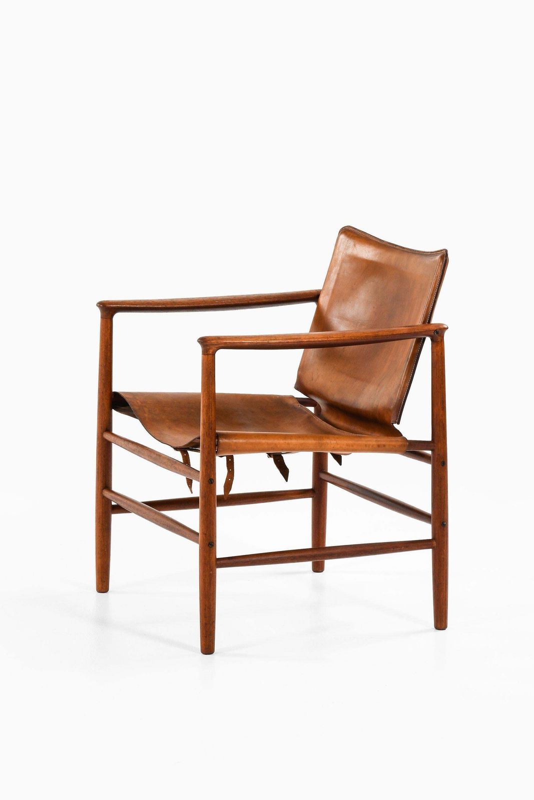 Armchair In Teak And Leather By Kai Lyngfeldt Larsen, 1957 photo for sale