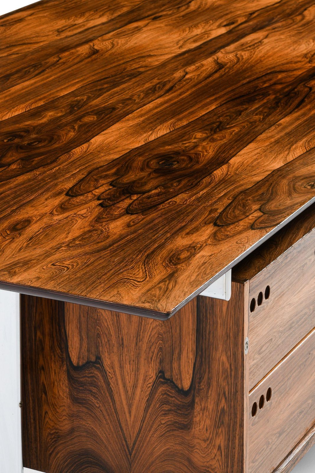 photo furniture Freestanding Desk In Rosewood And Chromed Steel By Jan Lunde Knudsen, 1960's