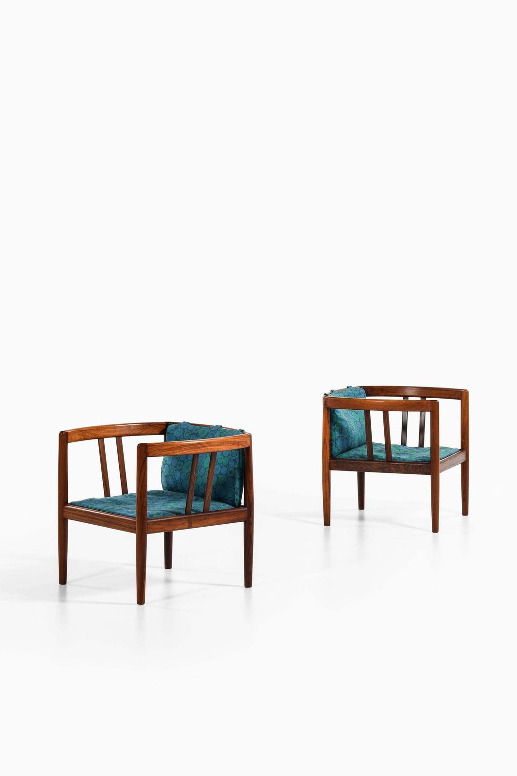 Easy Chairs In Rosewood And Original Fabric By Illum Wikkelsø, 1964 photo for sale