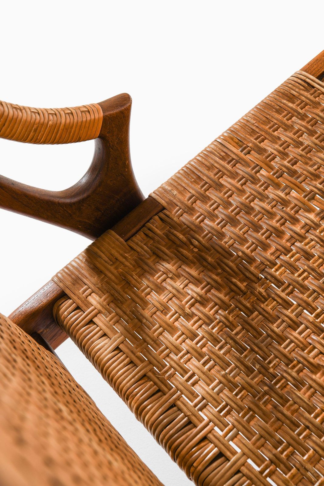 Easy Chair In Teak And Woven Cane By Arne Hovmand Olsen, 1950's photo vinterior