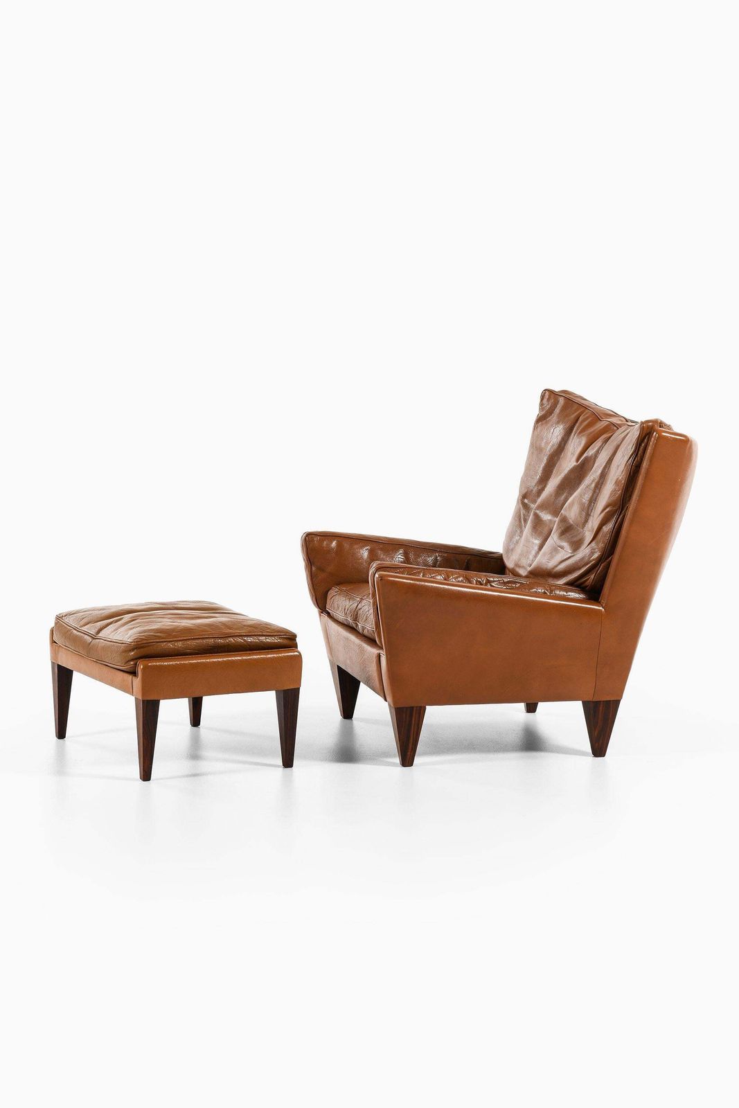 Easy Stool And Chair In Rosewood With Brown Leather By Illum Wikkelsø, 1960's photo furniture