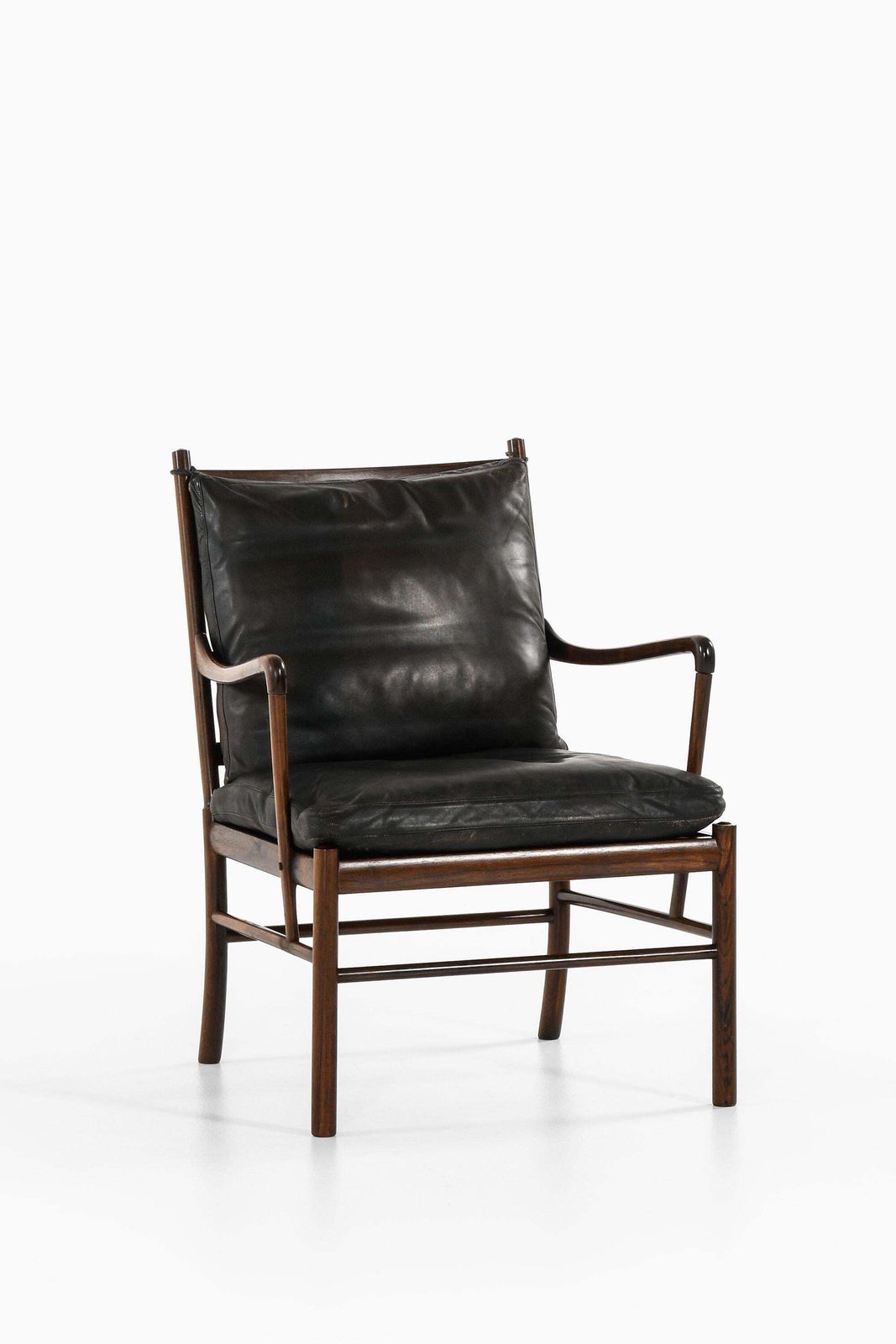 Easy Chair In Rosewood, Woven Cane And Original Leather By Ole Wanscher, 1960's photo furniture