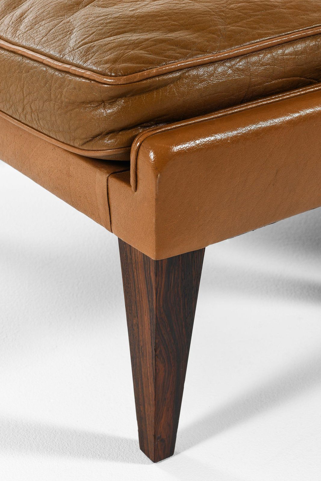 Easy Stool And Chair In Rosewood With Brown Leather By Illum Wikkelsø, 1960's photo buy