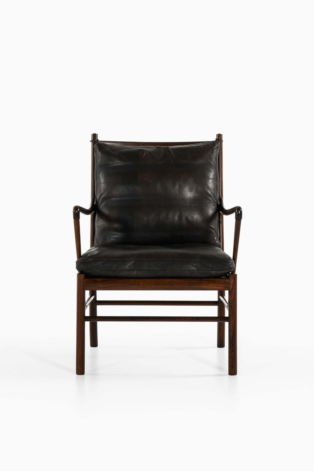 Furniture Easy Chair In Rosewood, Woven Cane And Original Leather By Ole Wanscher, 1960's photo