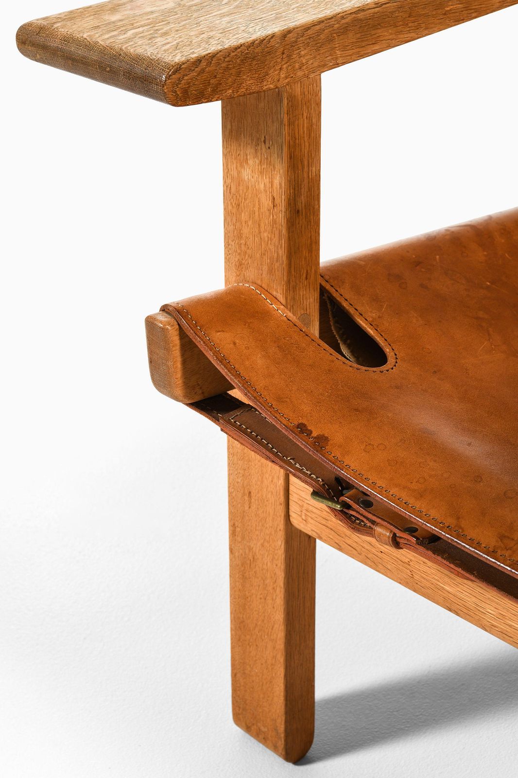 Pair Of Easy Chairs In Oak And Cognac Brown Leather By Børge Mogensen, 1950's photo 16562.0