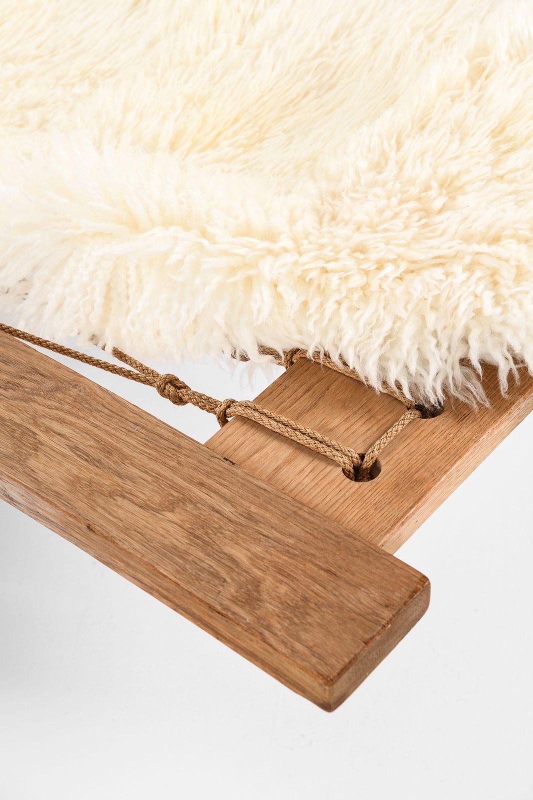 photo for sale Lounge Chair In Oak And Sheepskin By Hans Wegner, Circa 1960s