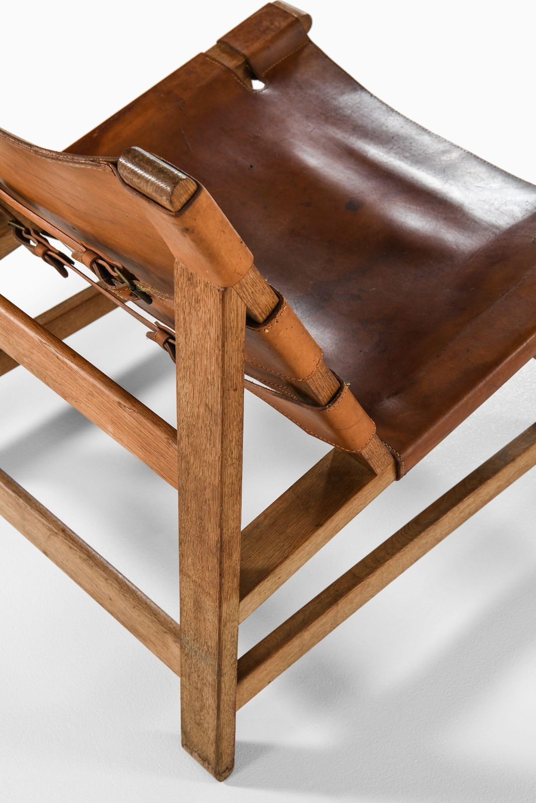 Pair Of Easy Chairs In Oak And Natural Grain Leather By Børge Mogensen, 1960's photo buy