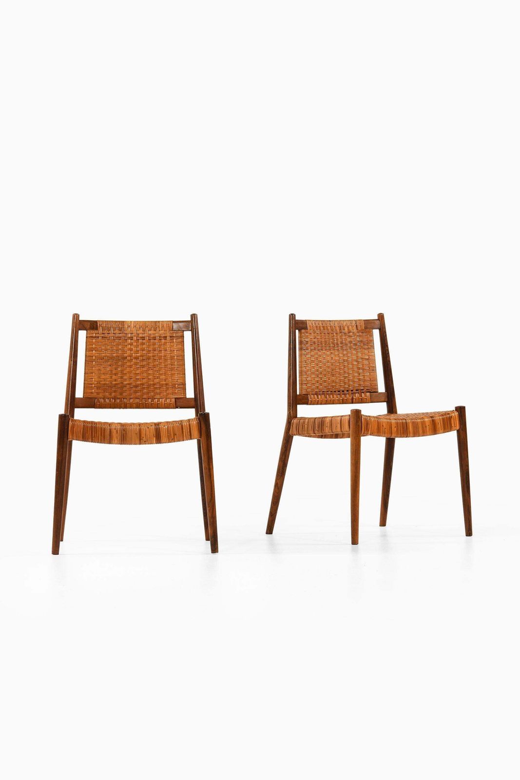 Set Of 8 Dining Chairs In Rosewood And Woven Cane By Steffan Syrach Larsen, 1960 photo for sale