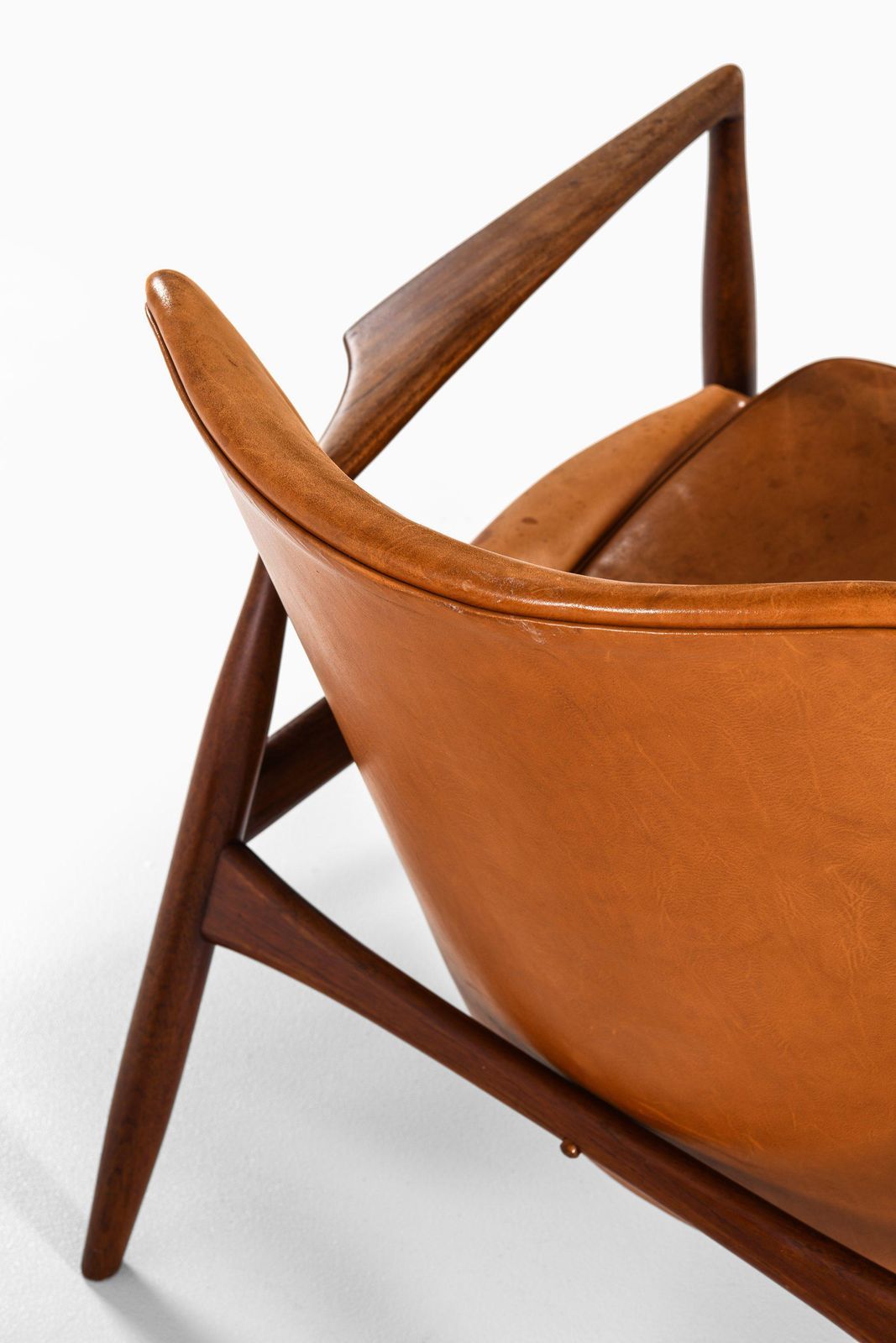 photo for sale Pair Of Easy Chairs In Teak And Leather By Ib Kofod Larsen, 1950s