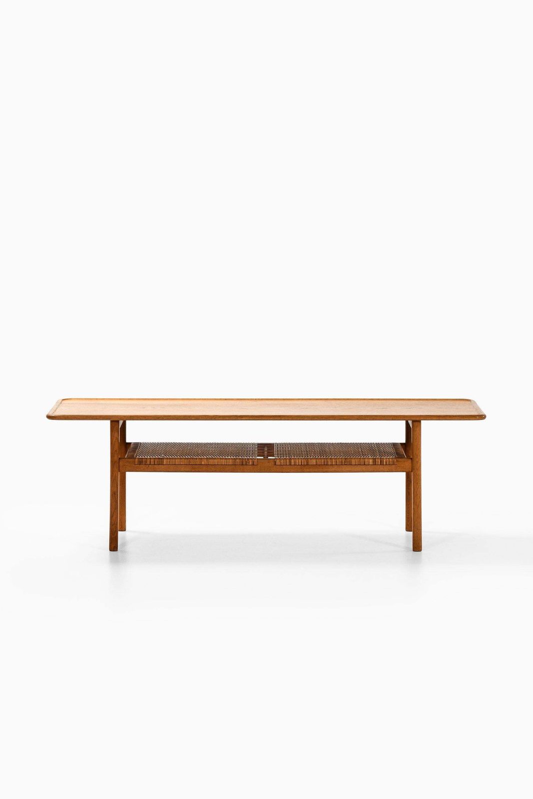 photo for sale Coffee Table In Oak And Woven Cane By Hans Wegner, 1950's