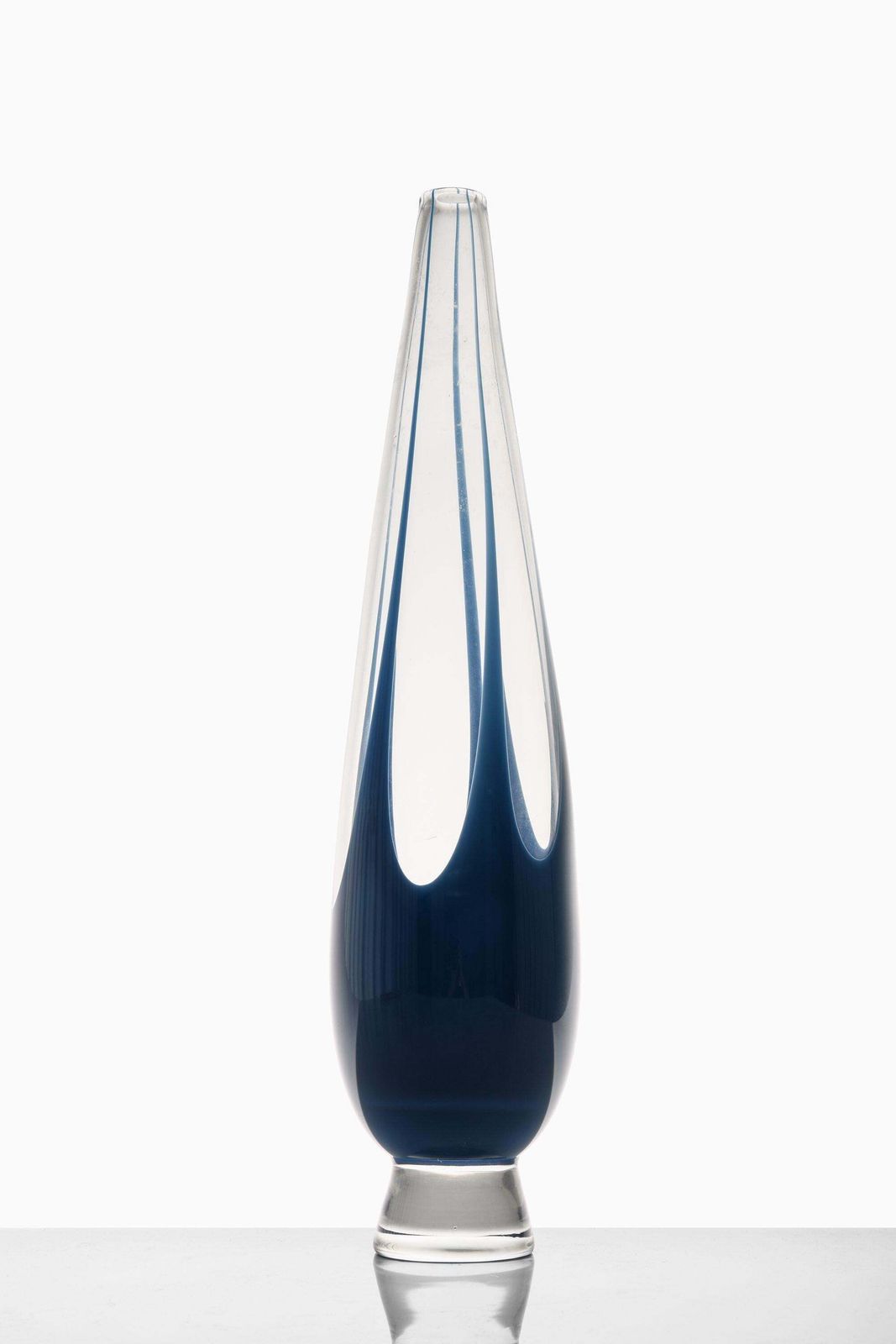 Glass Vase In Blue By Vicke Lindstrand, 1960's photo Home Decor